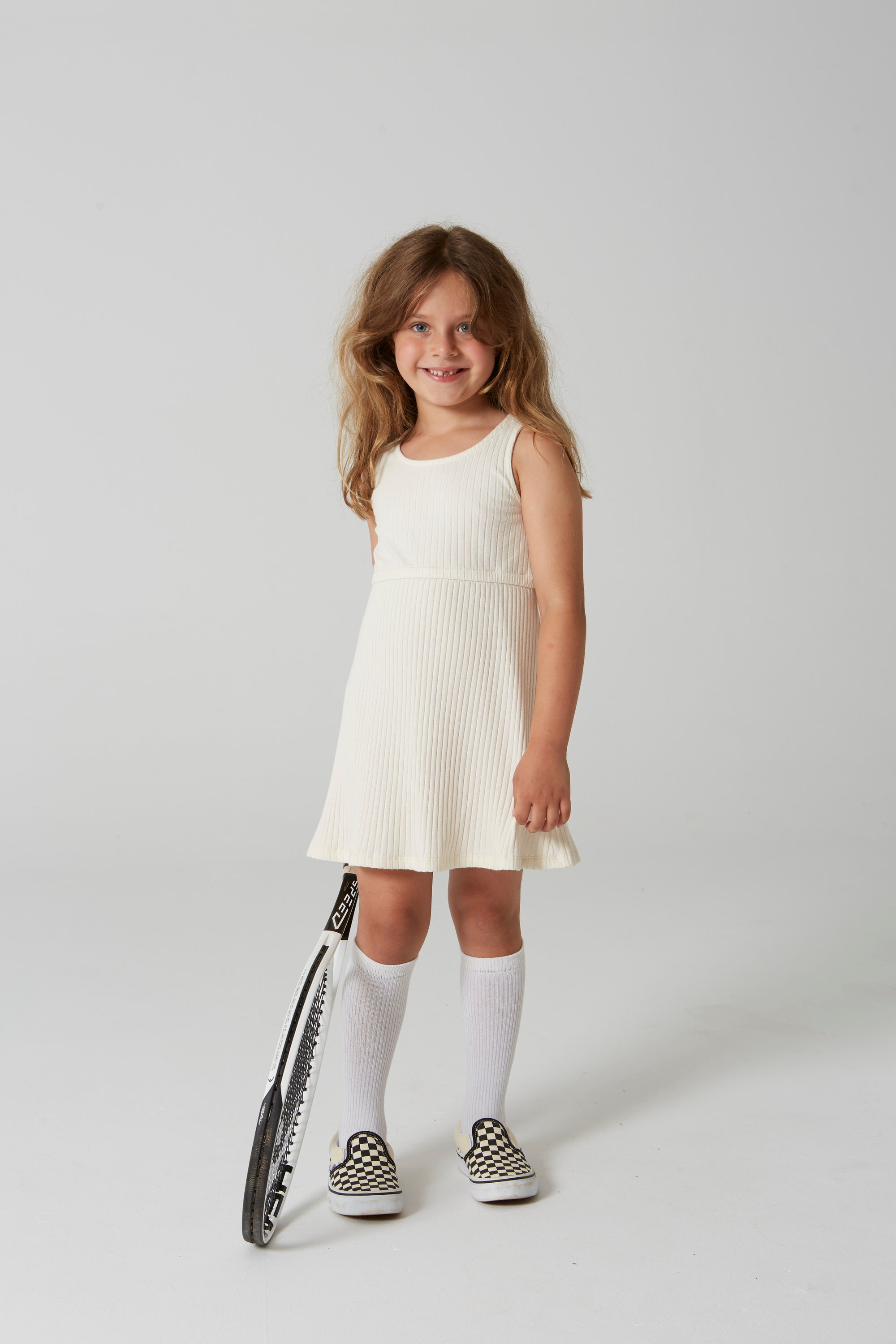 Girls White Cotton Dress