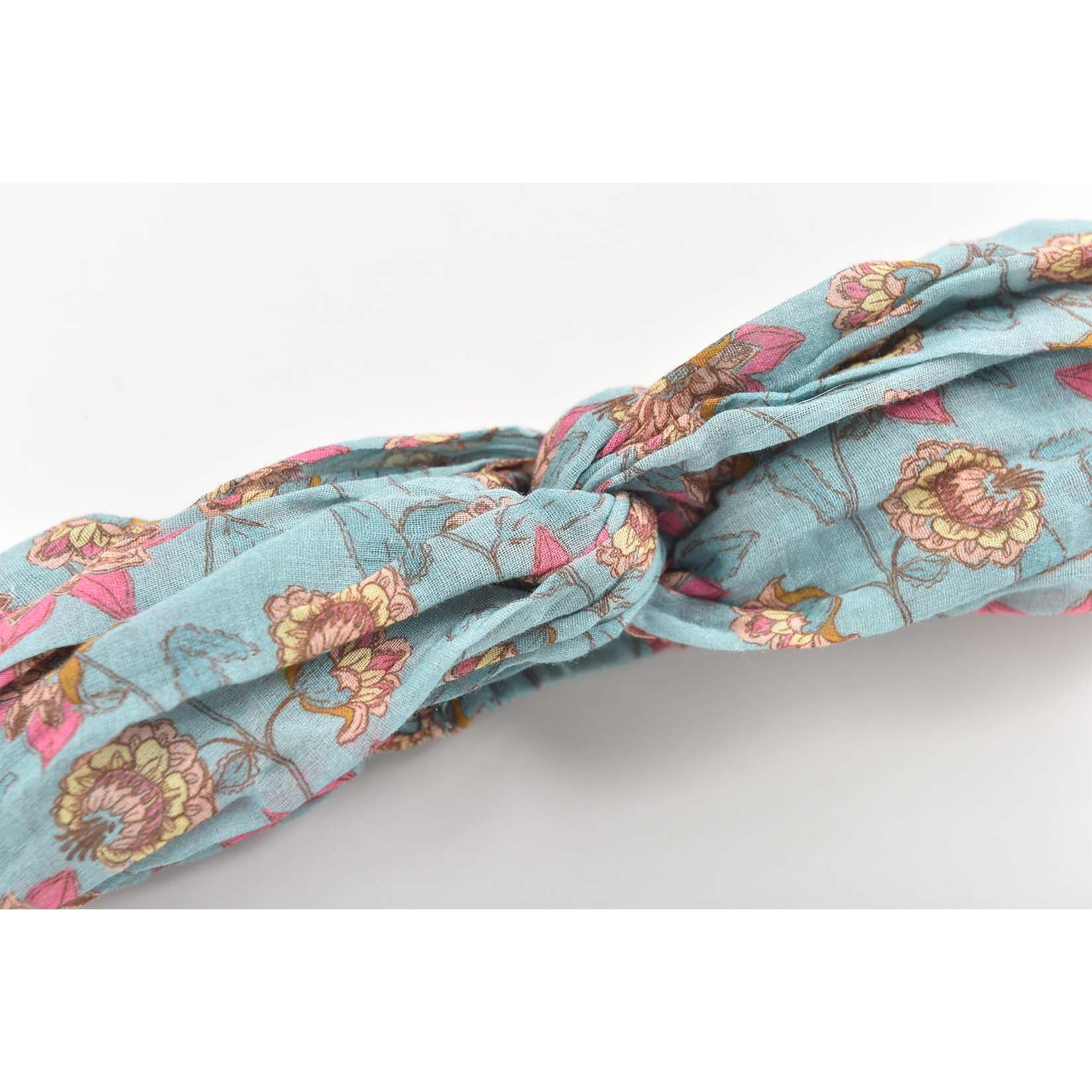 Girls Turquoise Flowers Headband