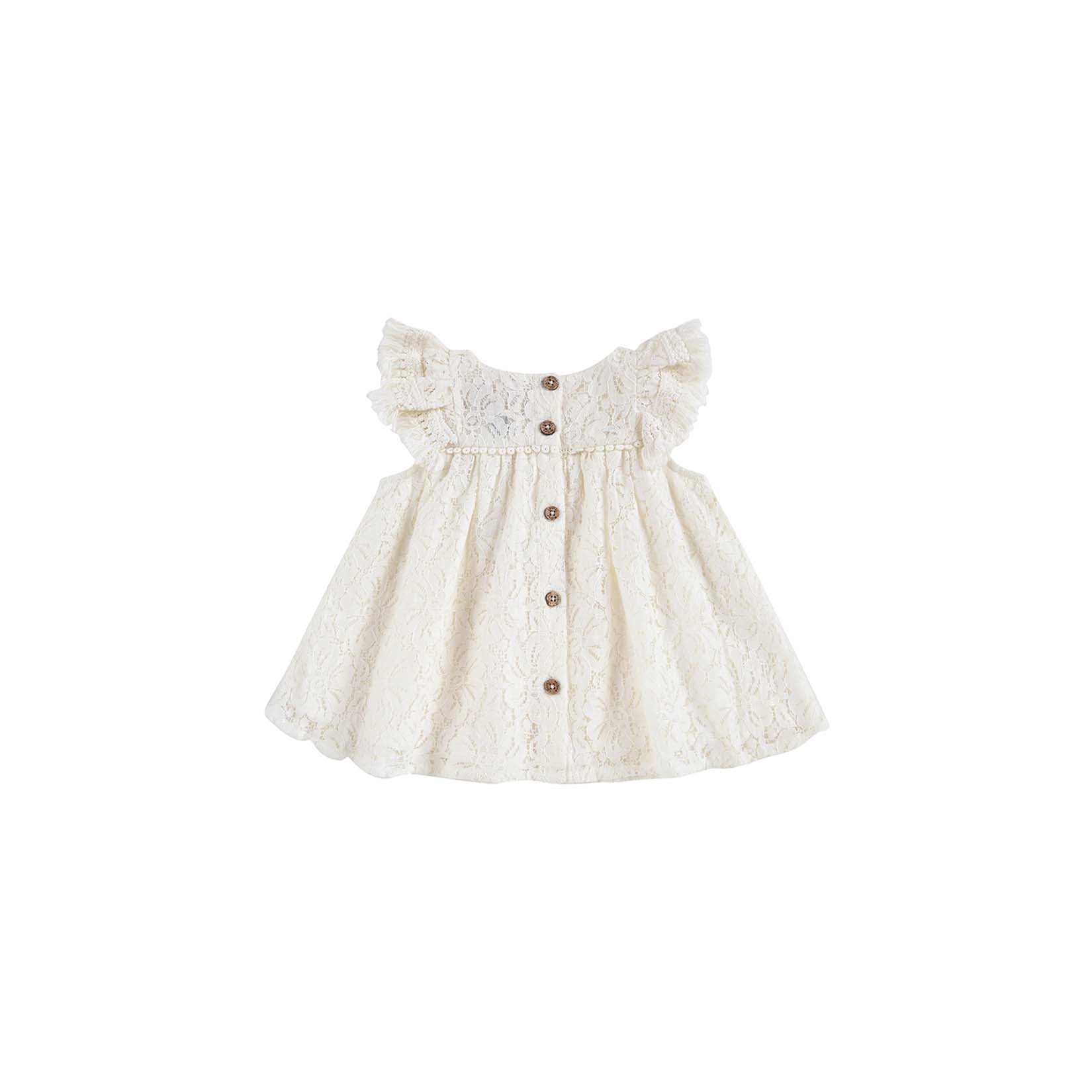 Girls Cream Lace Dress