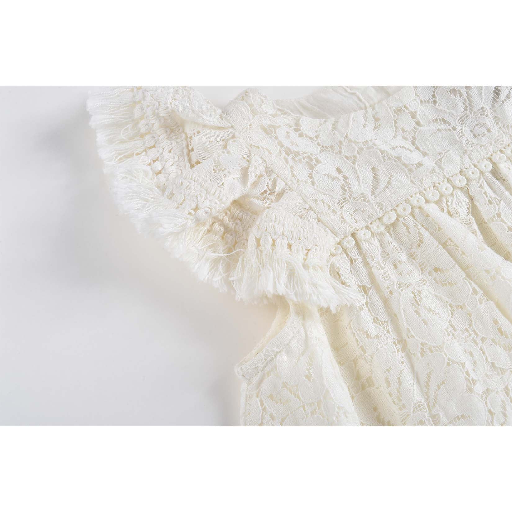 Girls Cream Lace Dress