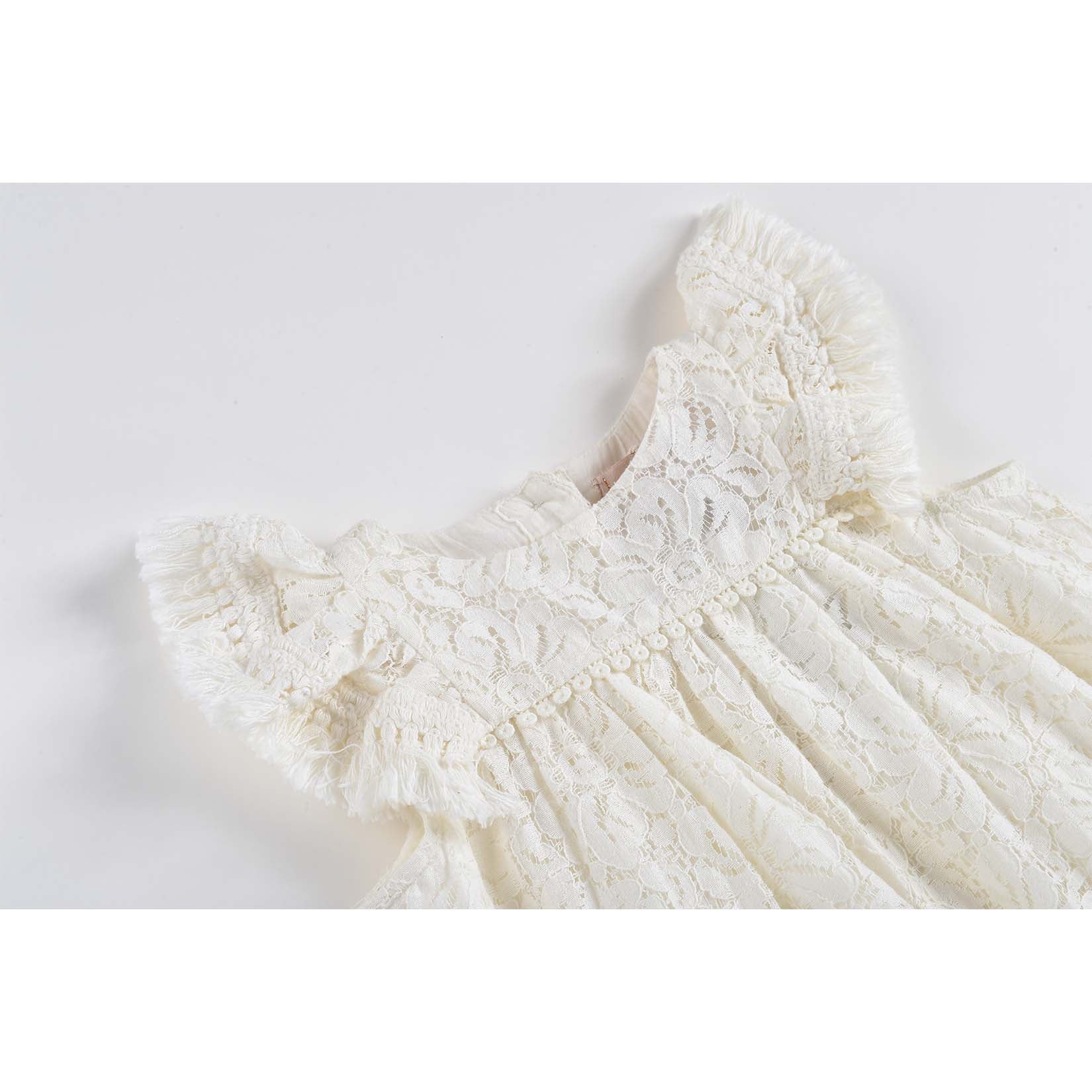 Girls Cream Lace Dress