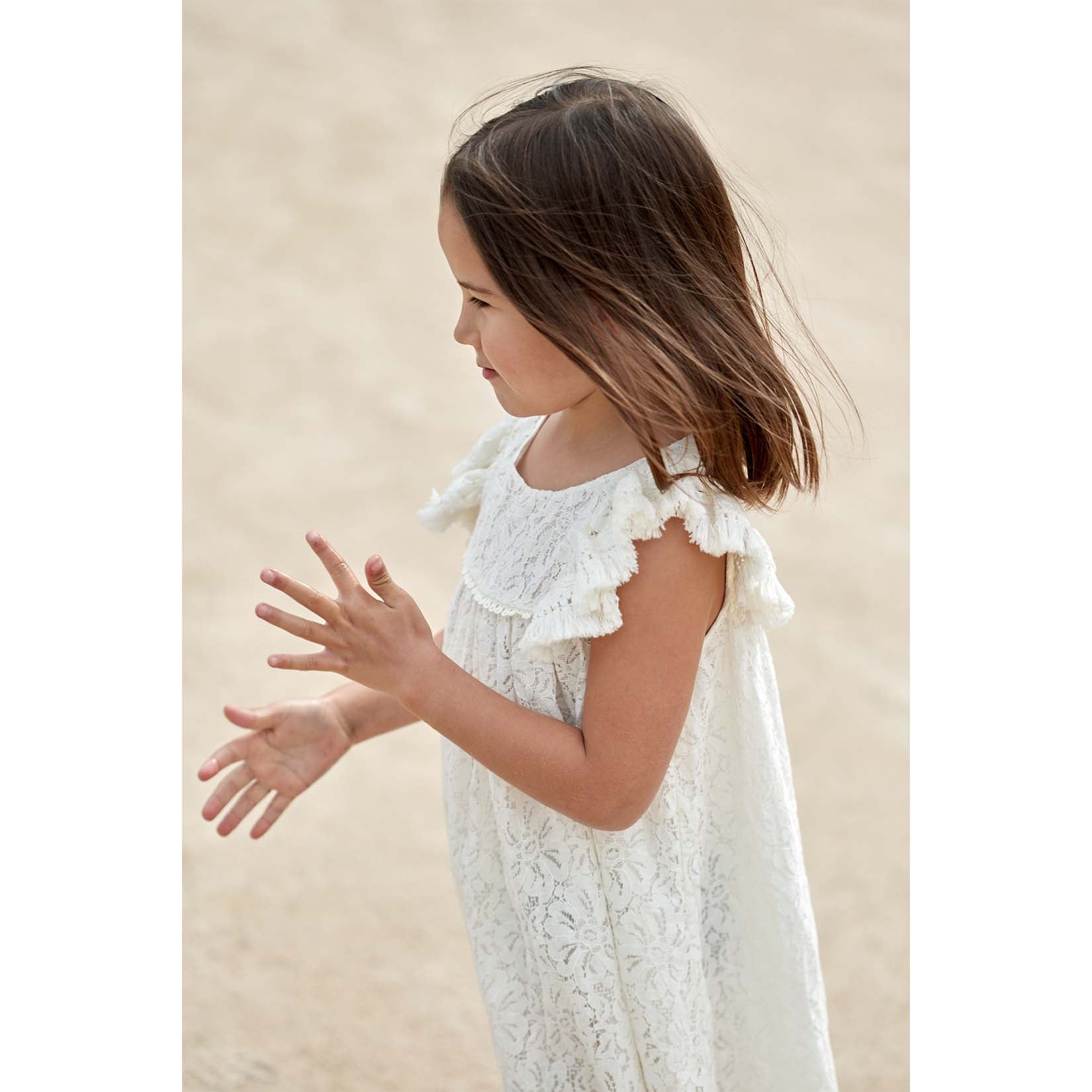 Girls Cream Lace Dress