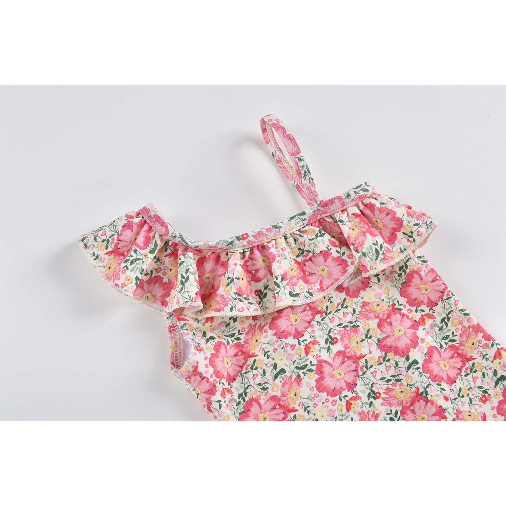 Girls Pink Meadow Floral Bathing Suit
