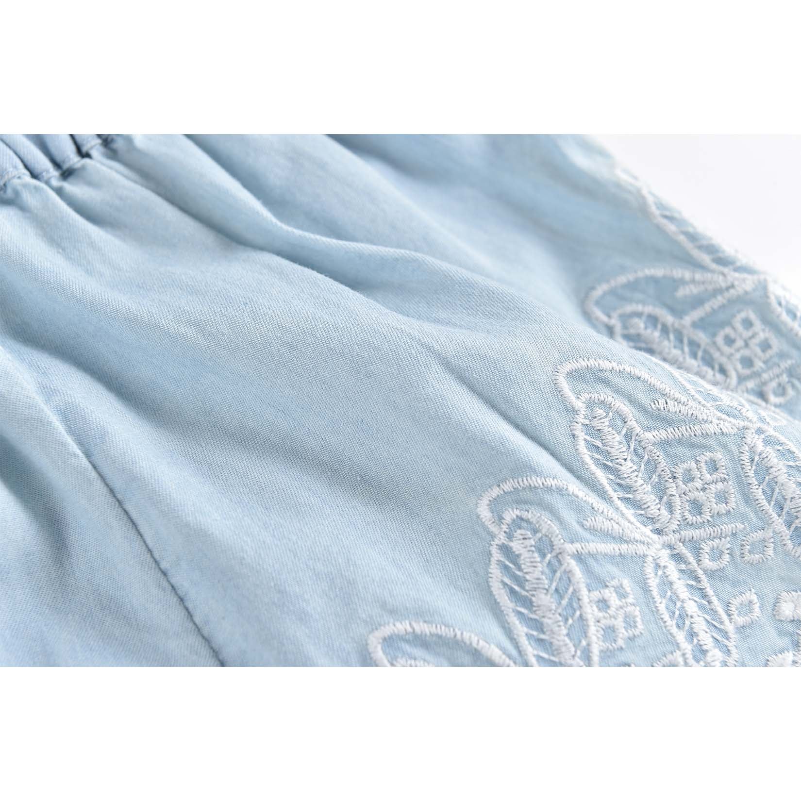 Girls Light Blue Chambray Shorts