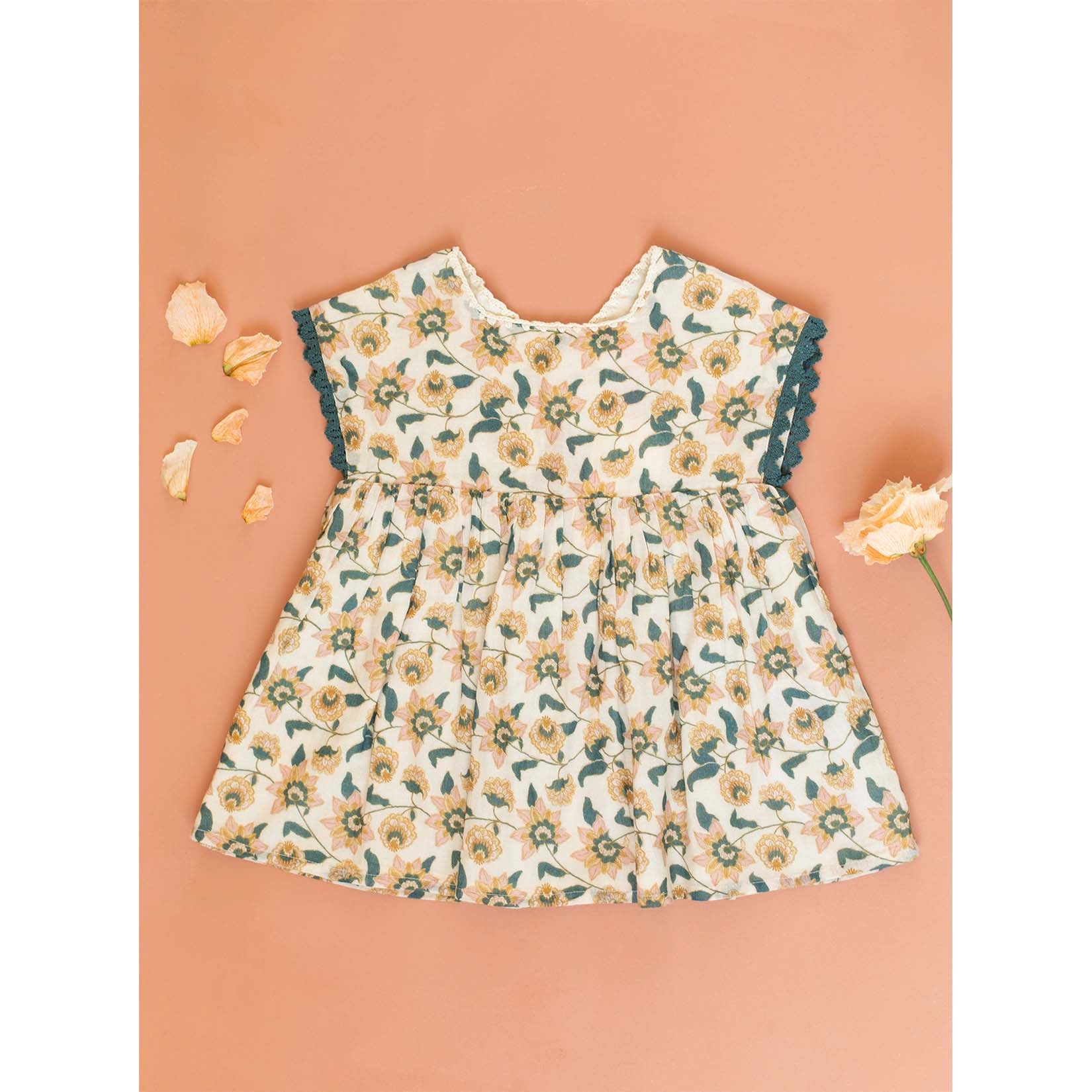 Girls Cream Flowers Dress