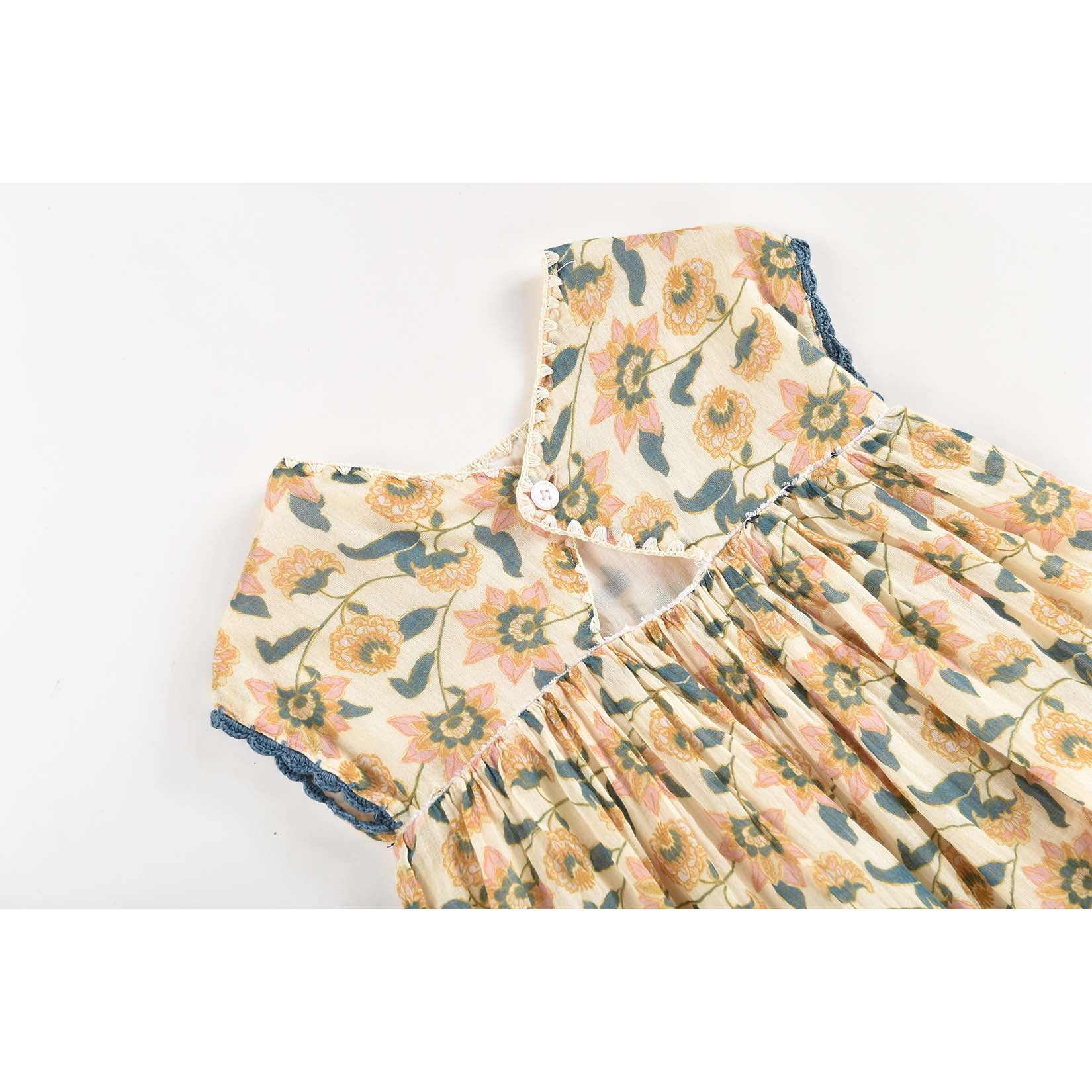Girls Cream Flowers Dress