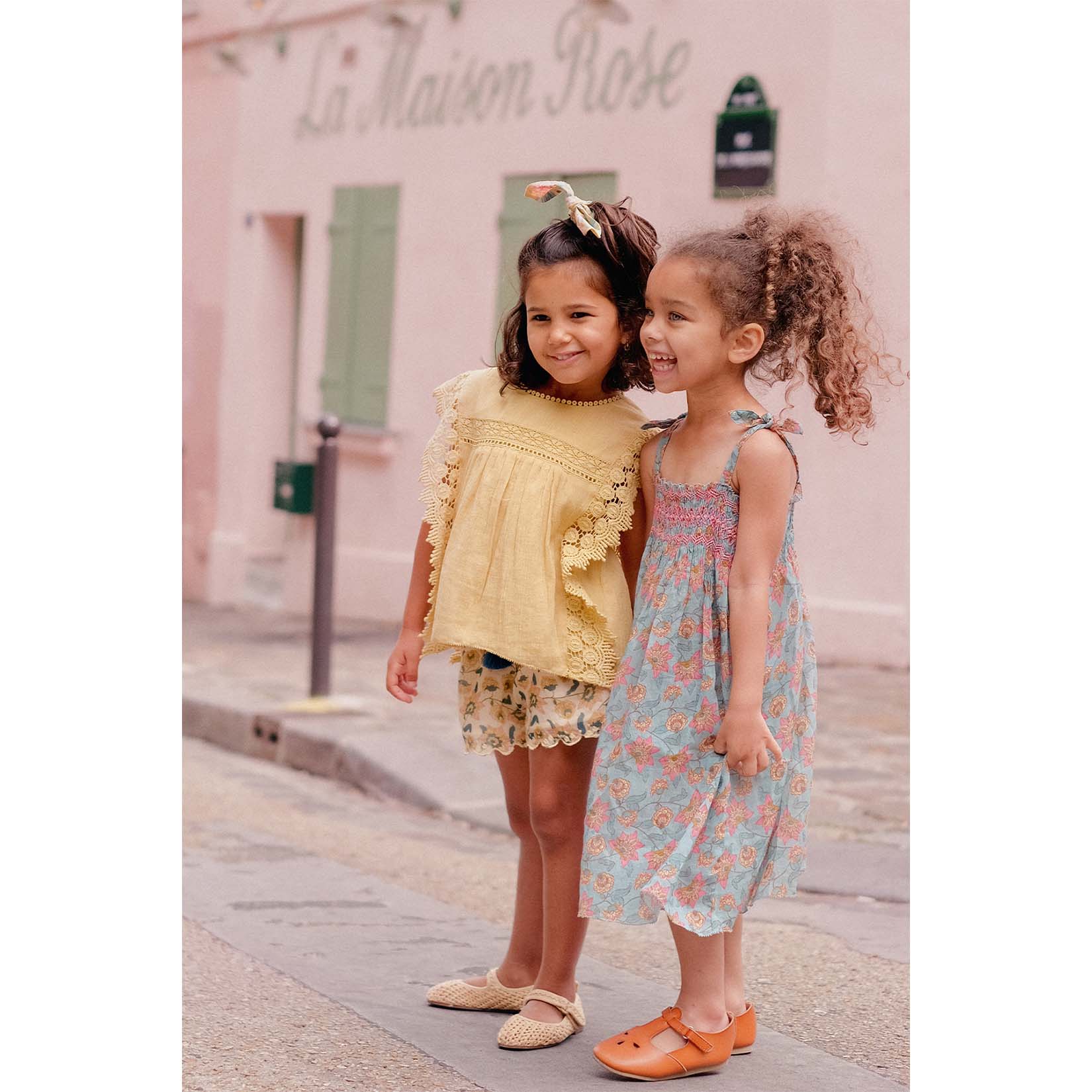 Girls Cream Flowers Shorts