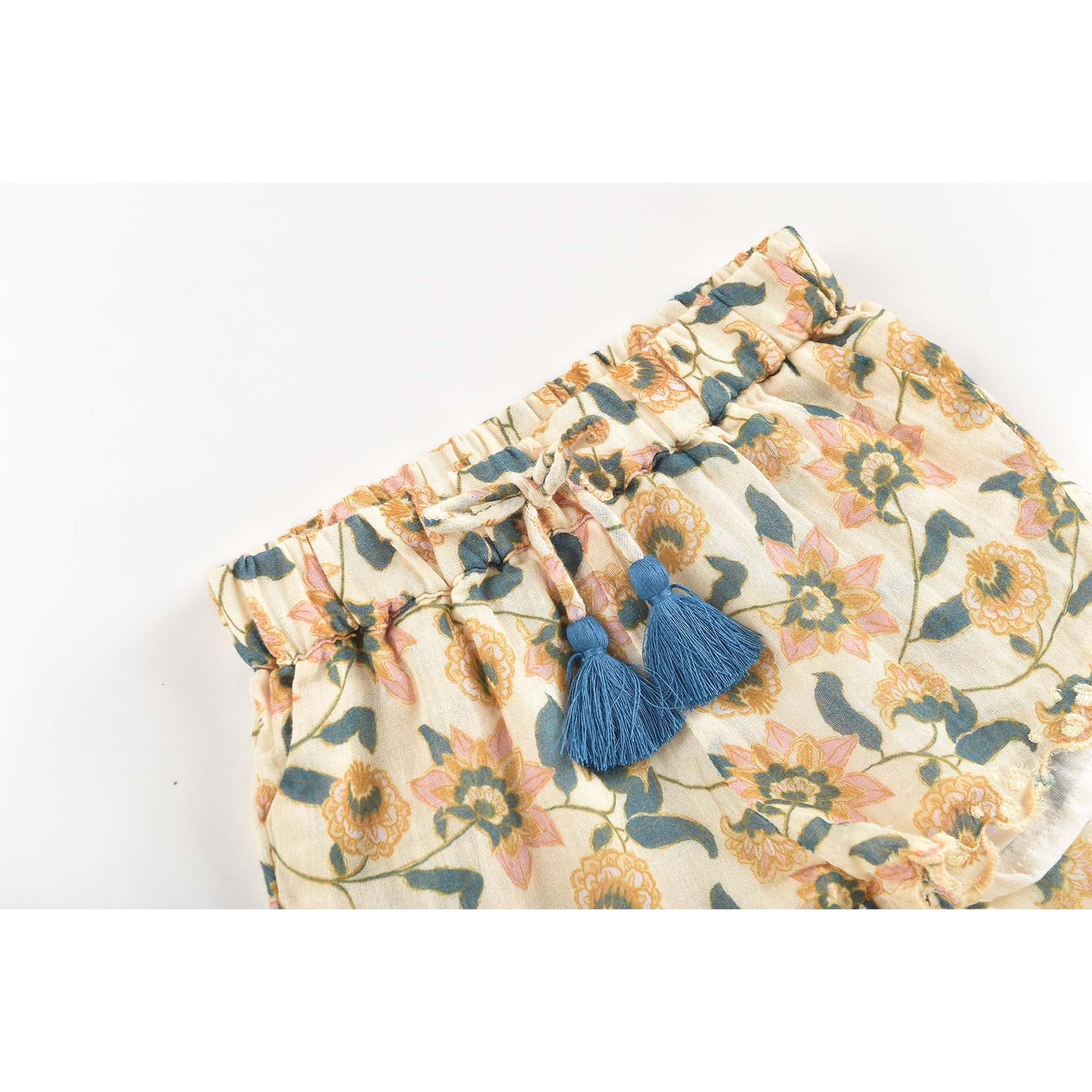 Girls Cream Flowers Shorts
