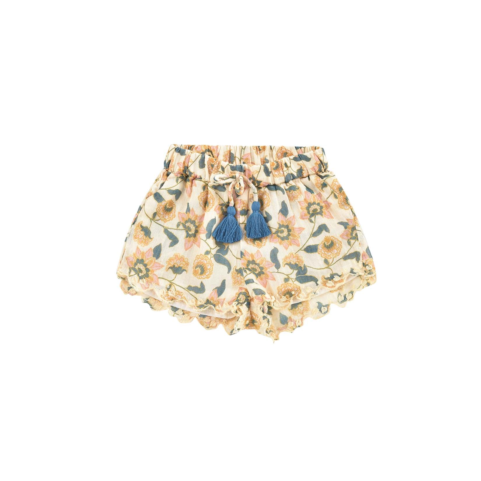 Girls Cream Flowers Shorts