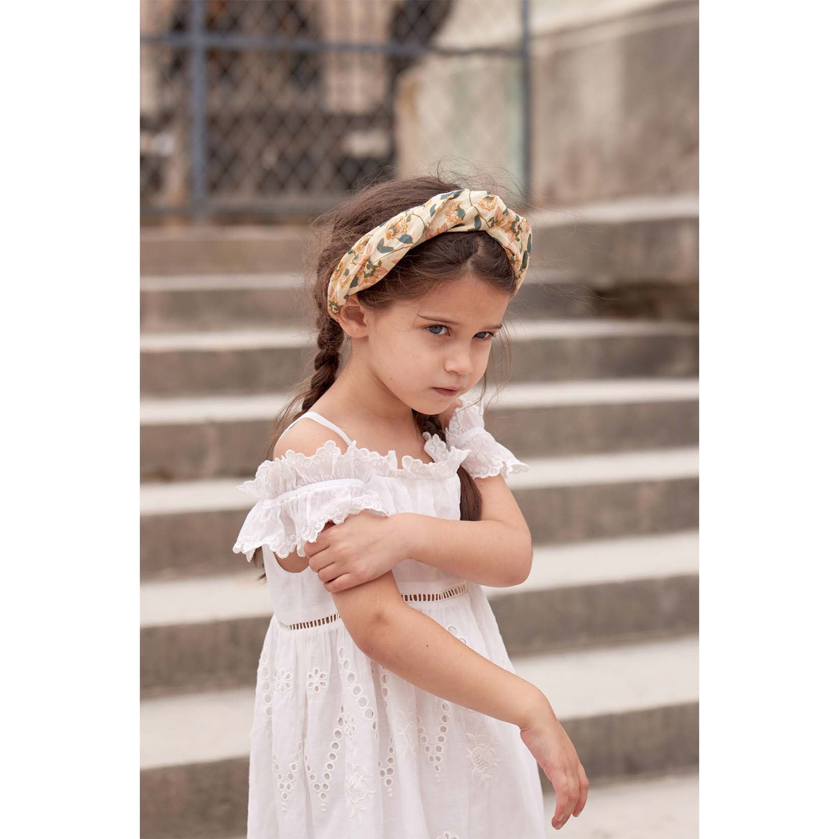Girls Cream Flowers Headband