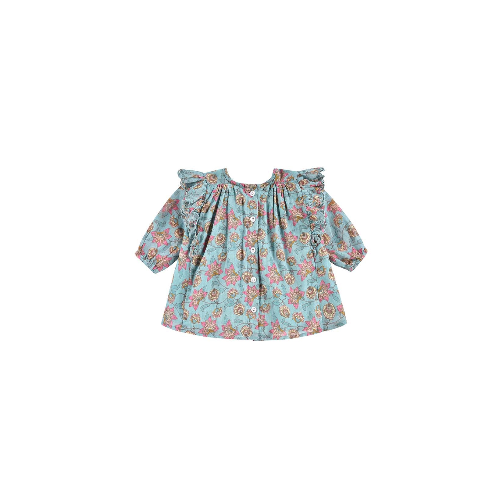 Girls Turquoise Flowers Dress