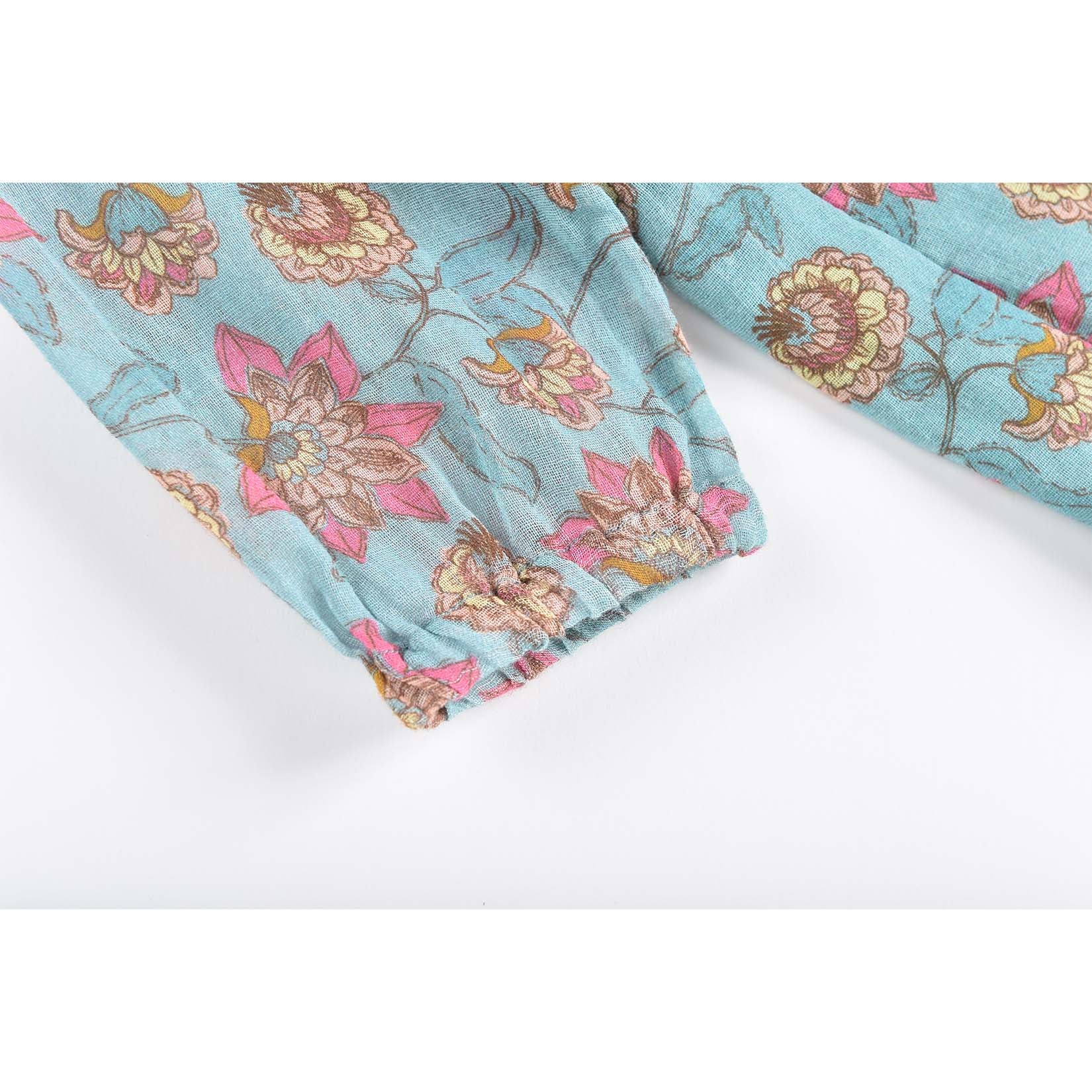 Girls Turquoise Flowers Dress