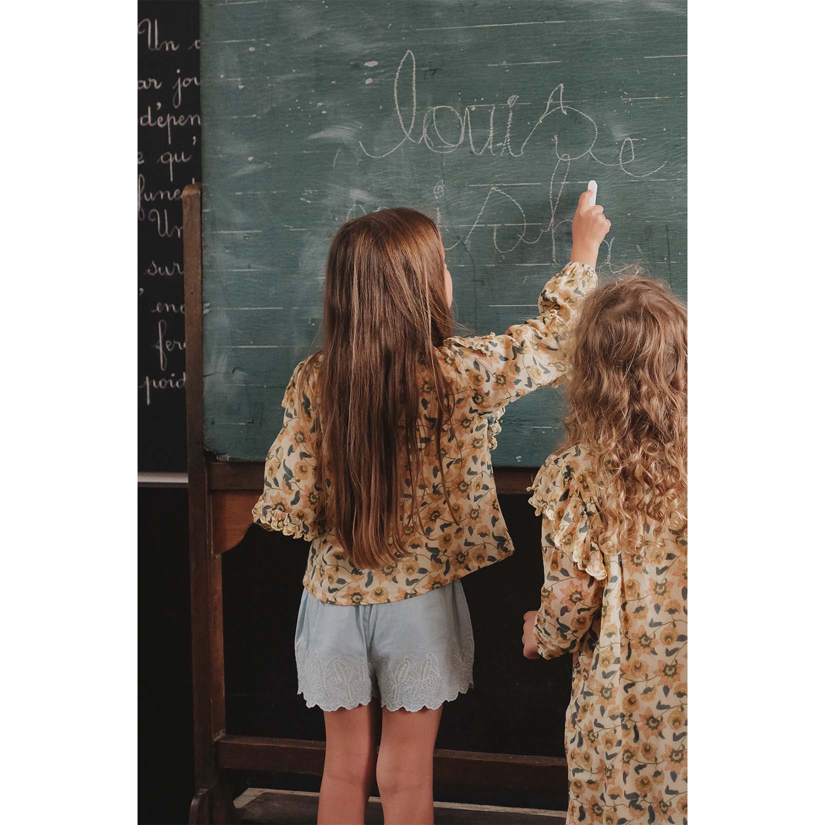 Girls Cream Flowers Blouse