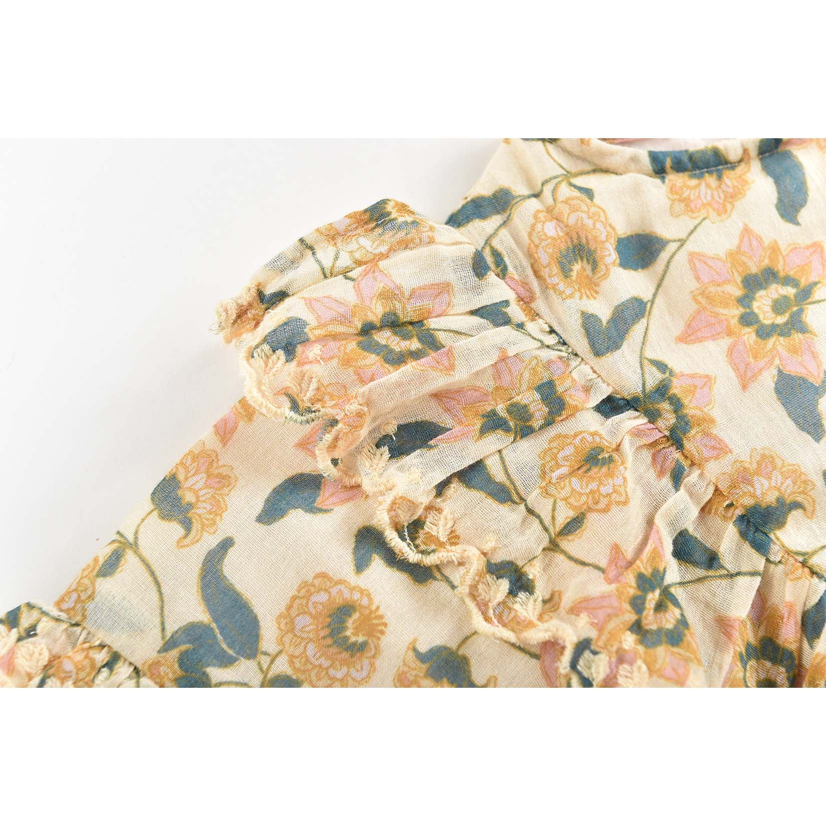 Girls Cream Flowers Blouse