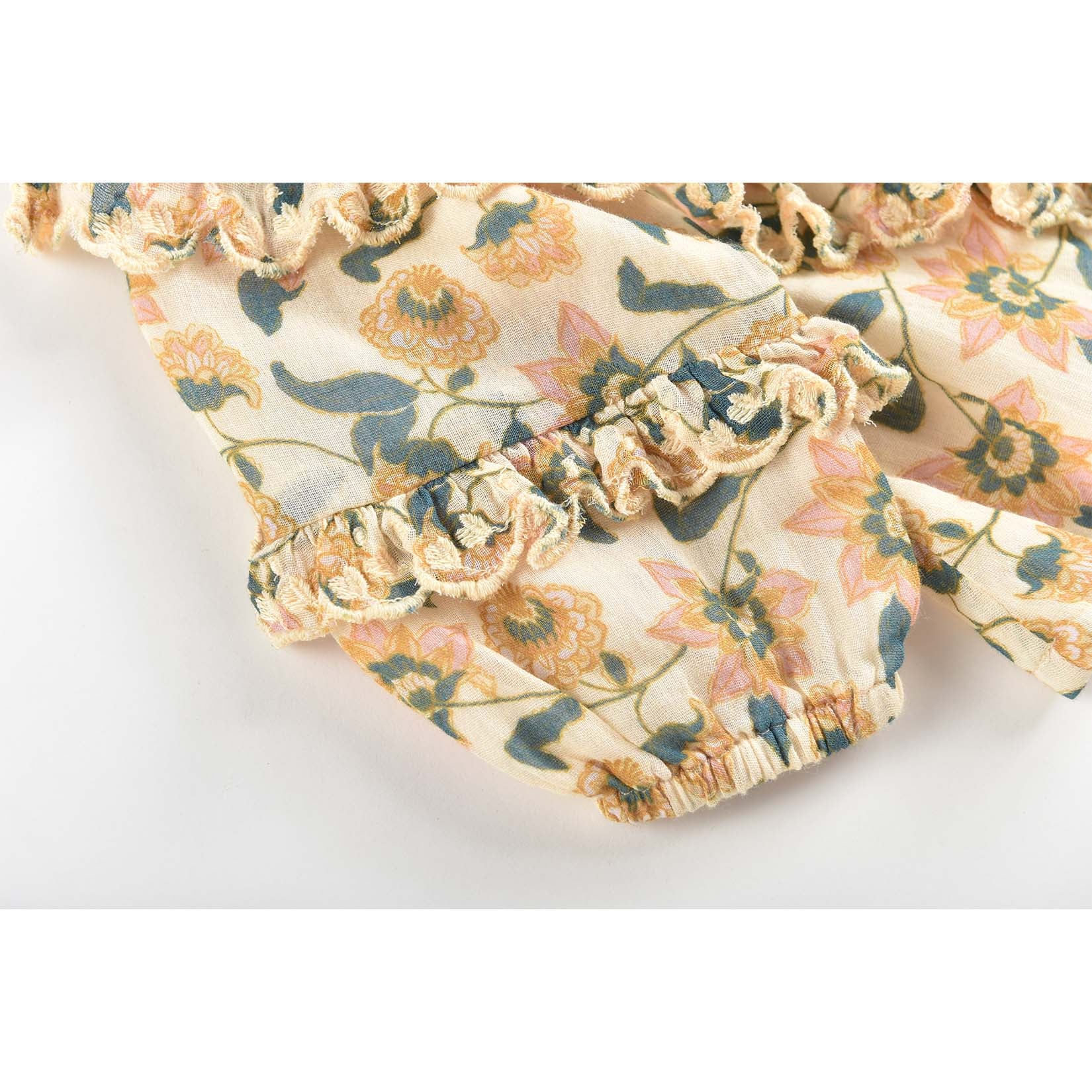 Girls Cream Flowers Blouse