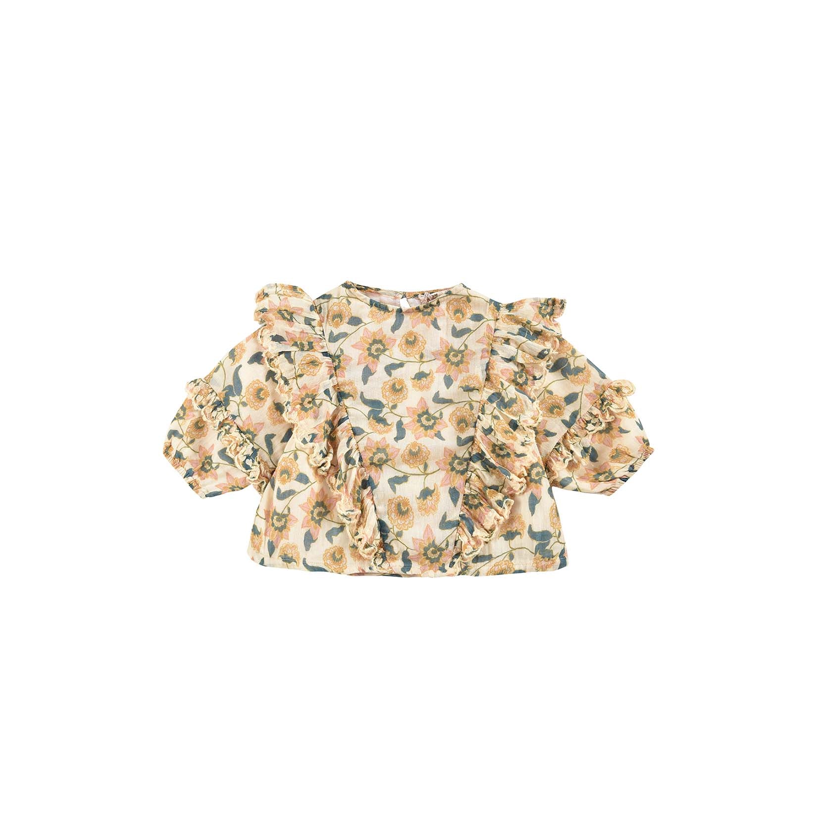 Girls Cream Flowers Blouse