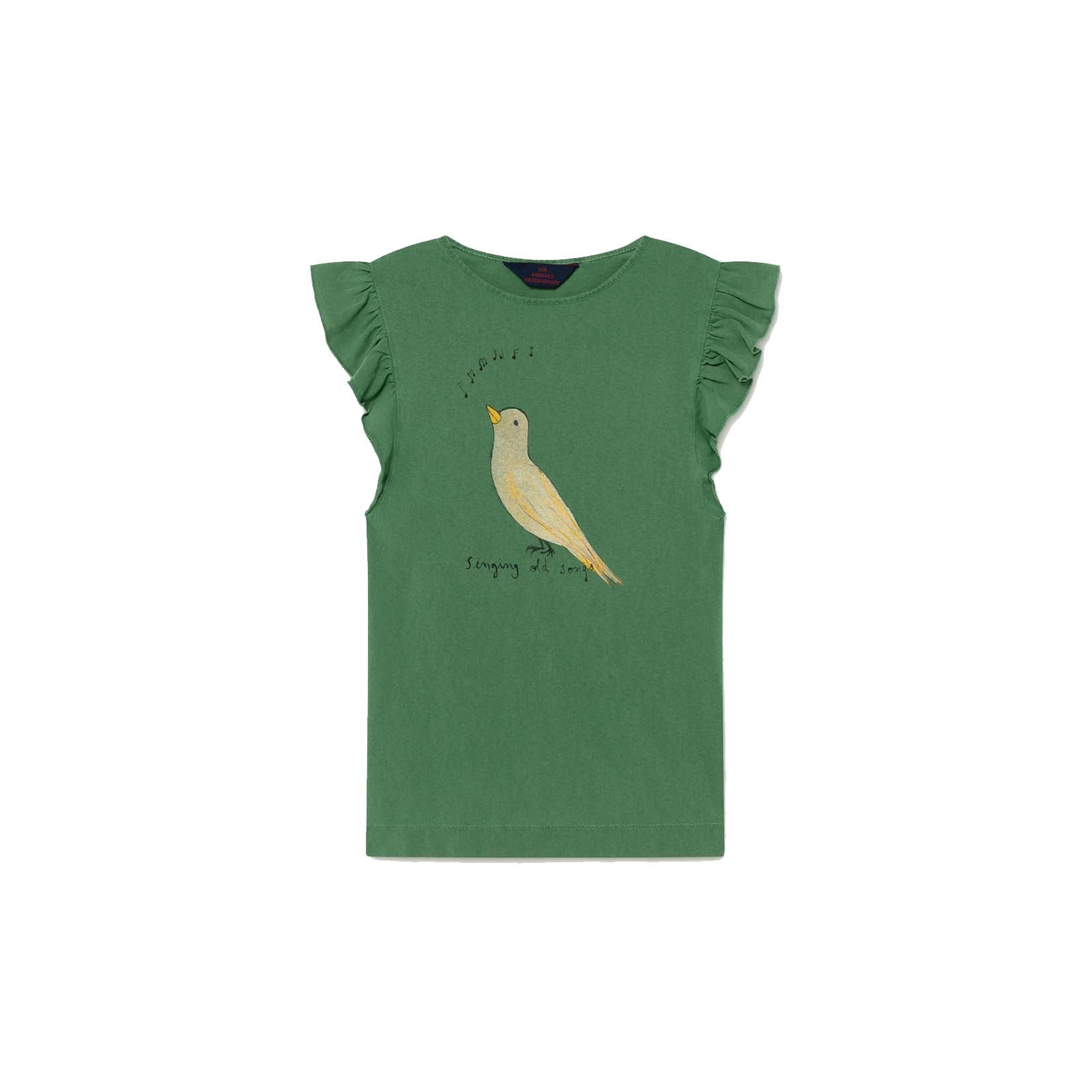 Girls Green Bird Cotton Dress