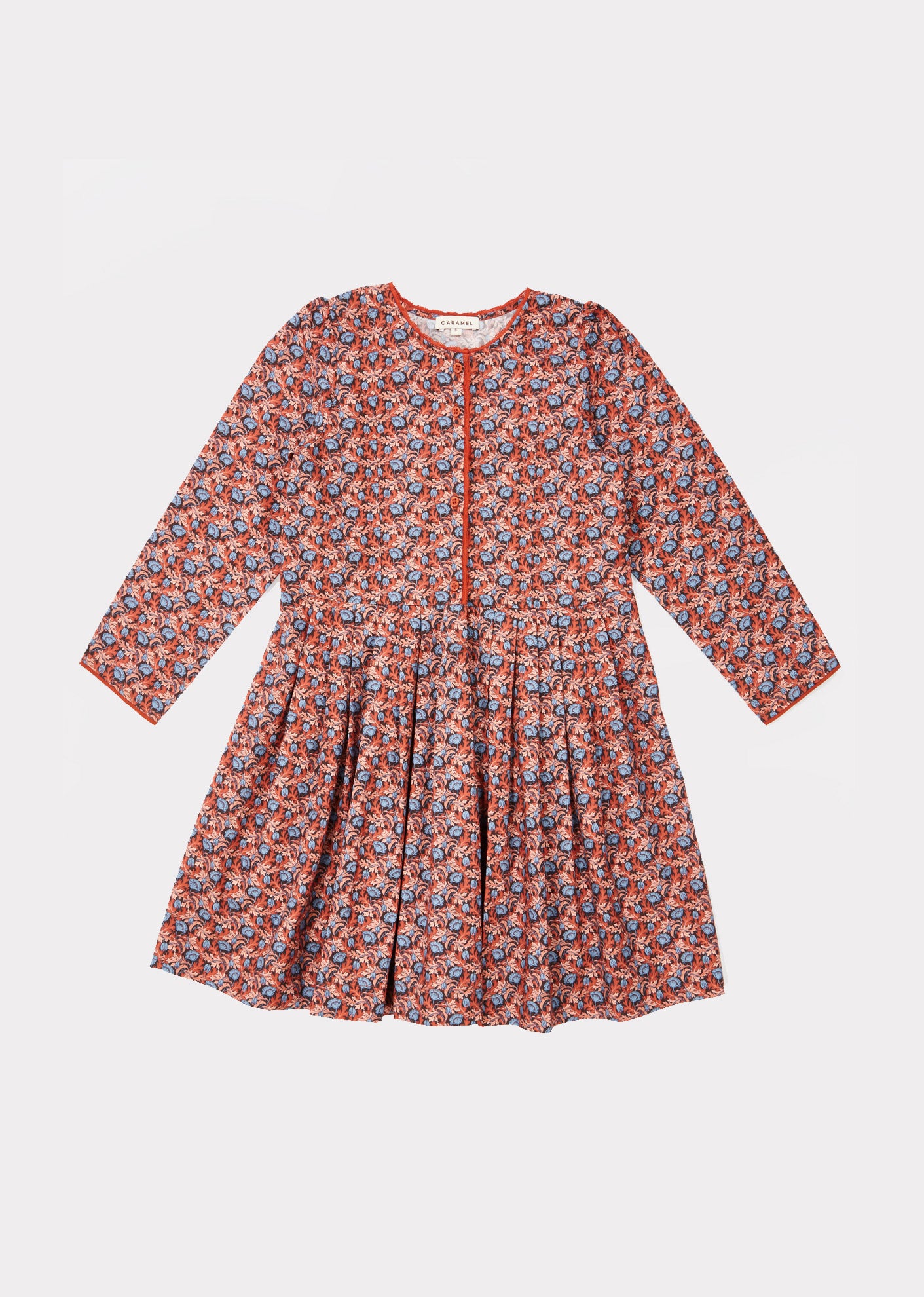 Girls Red Floral Cotton Dress
