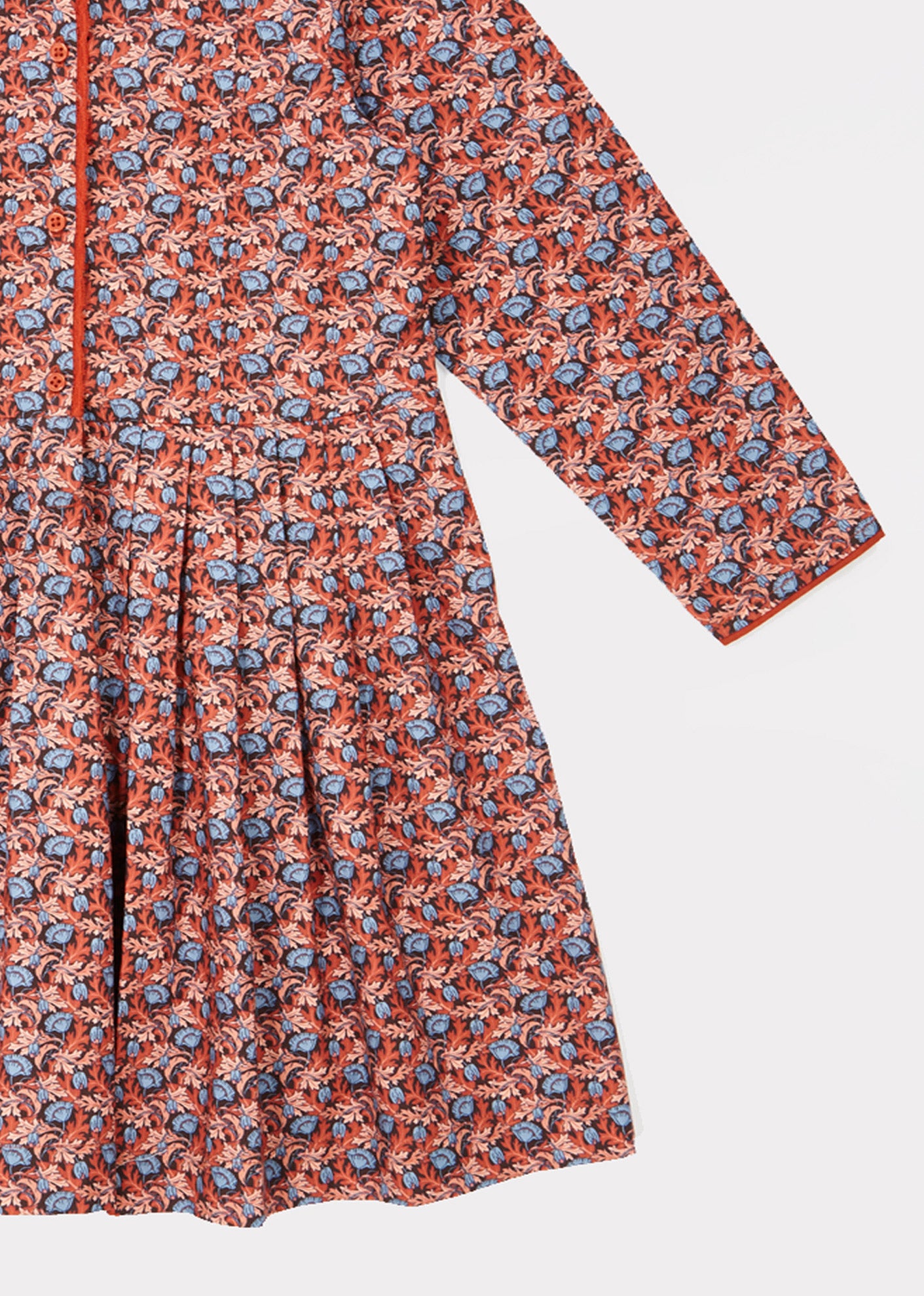 Girls Red Floral Cotton Dress