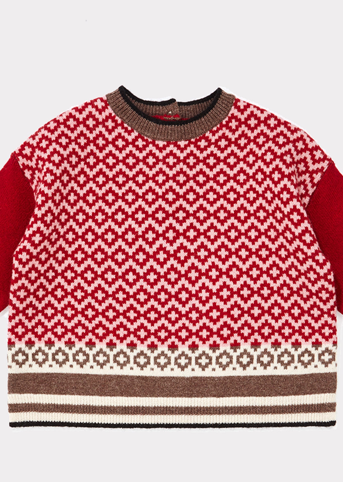 Baby Girls Red Check Wool Sweater