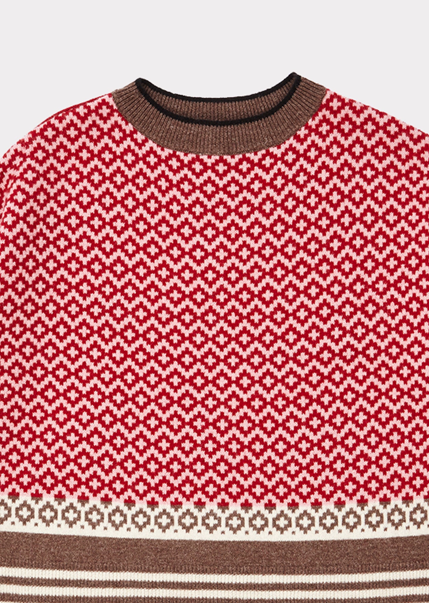 Girls Red Check Wool Sweater