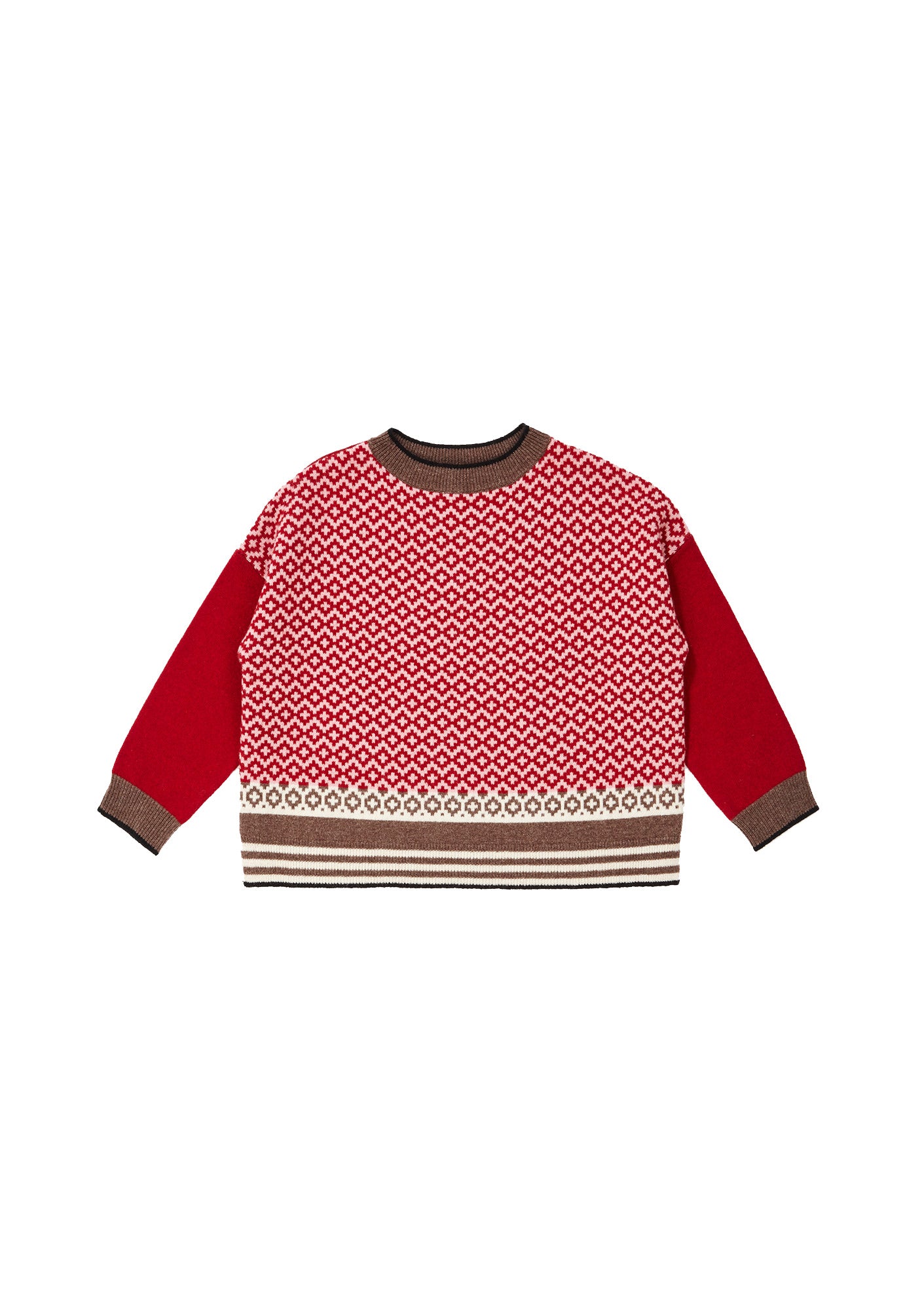 Girls Red Check Wool Sweater