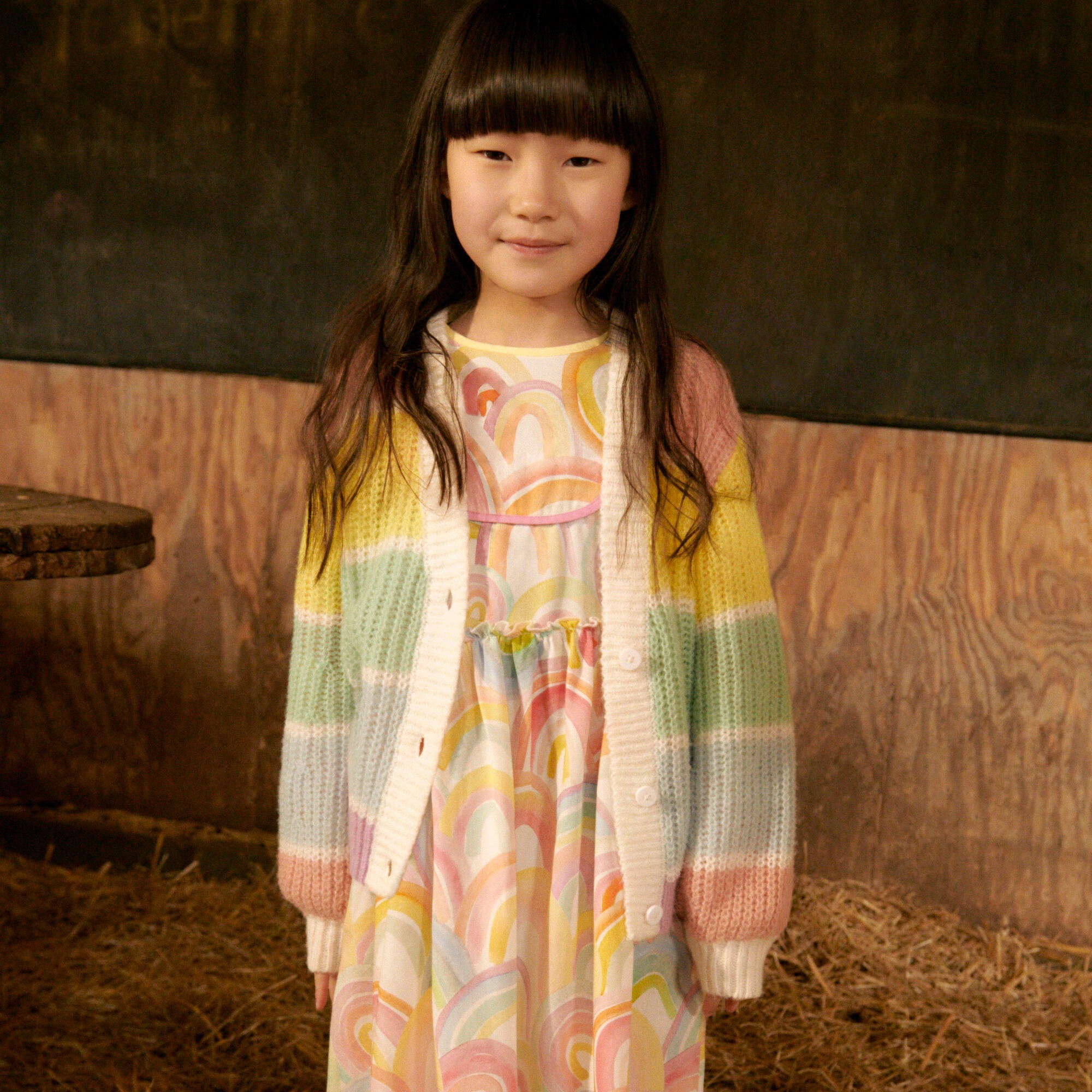 Girls Multicolor Stripes Cardigan