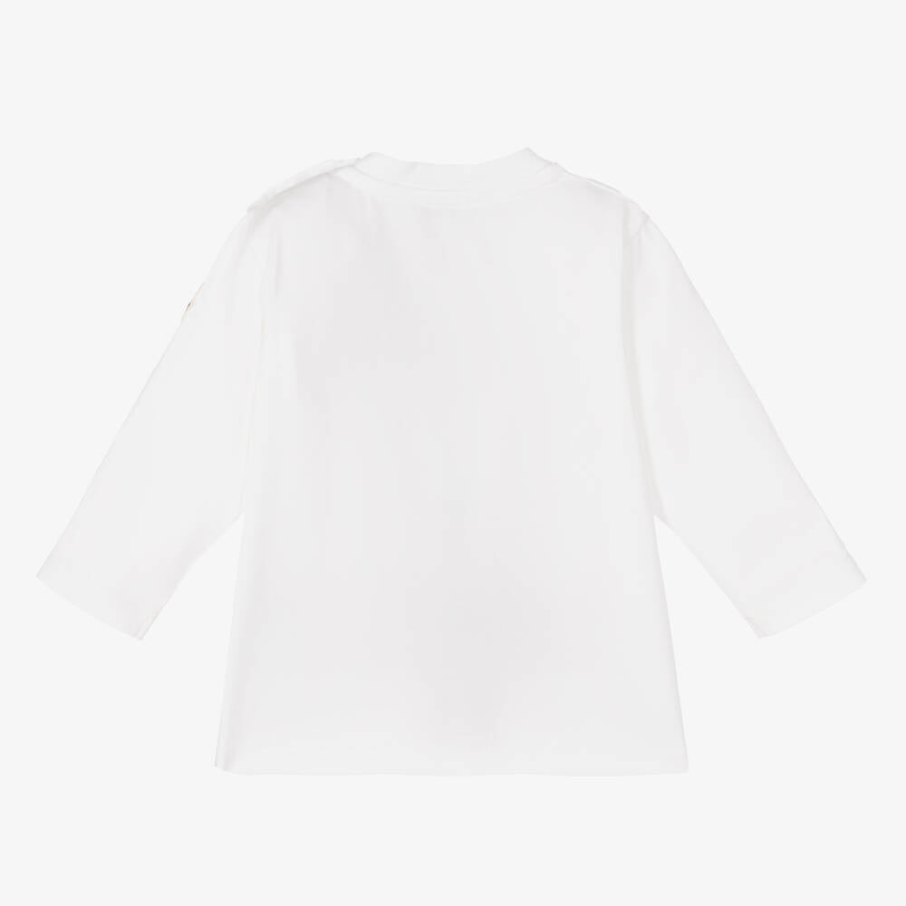Baby Boys White Logo Cotton T-Shirt