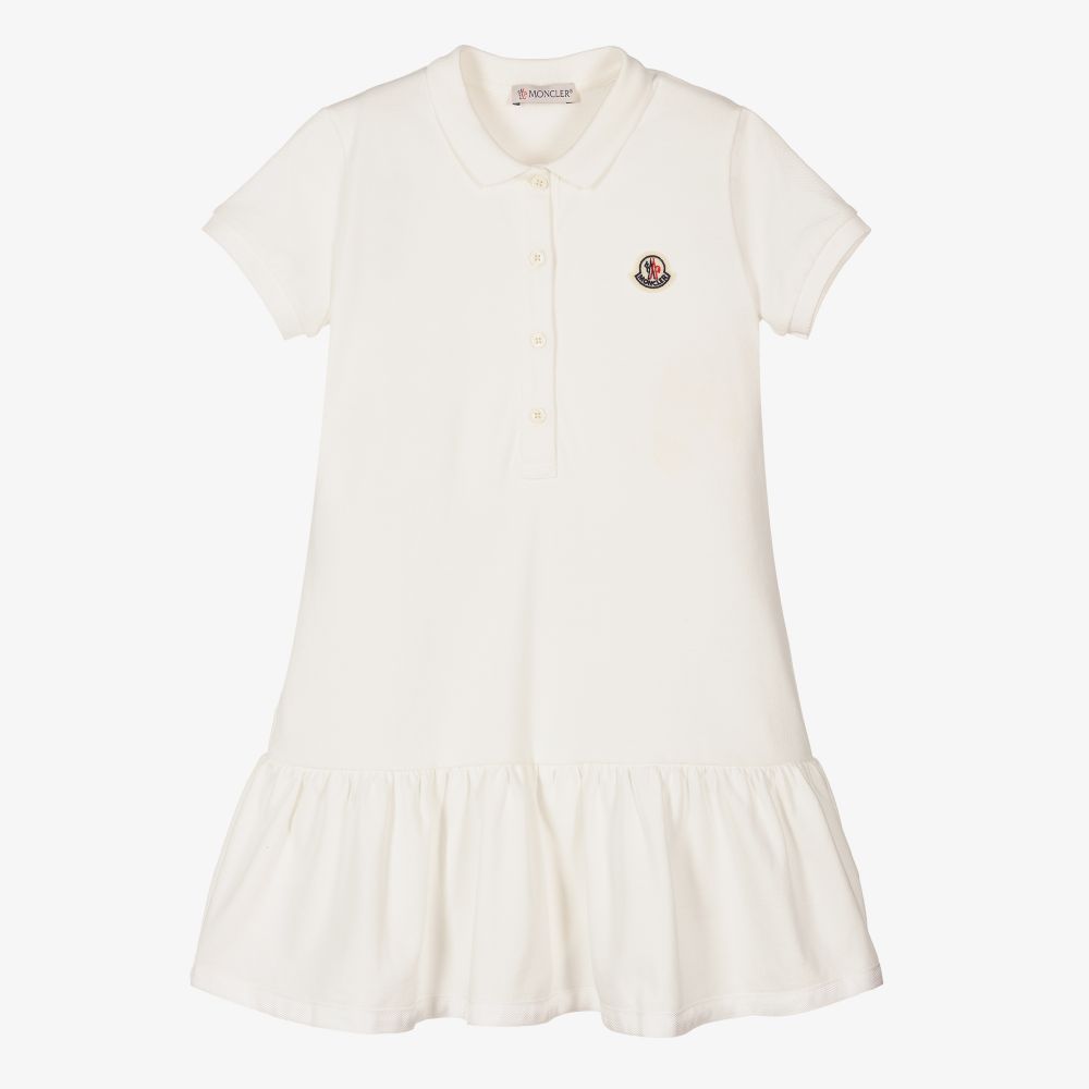 Girls White Logo Cotton Dress
