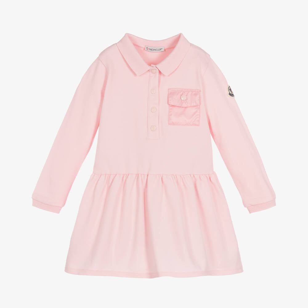 Girls Pale Pink Logo Cotton Dress