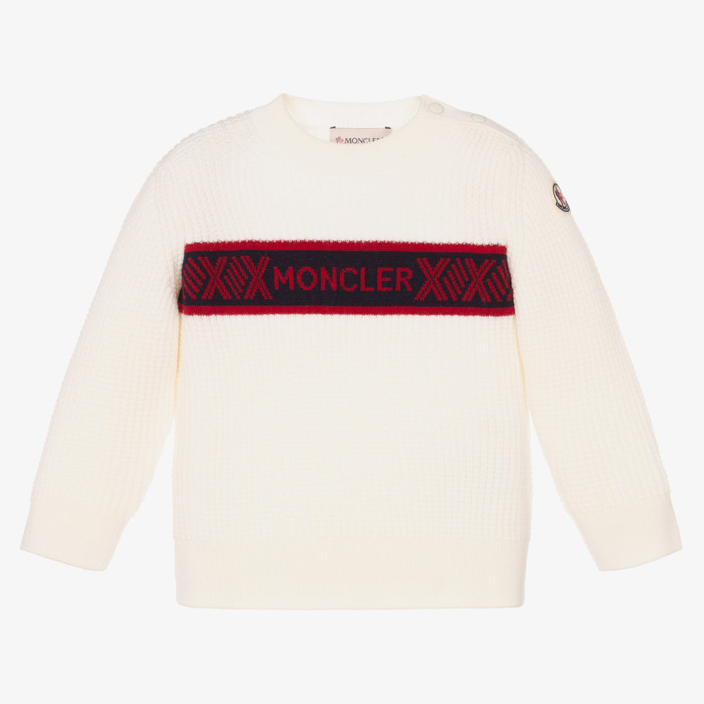 Baby Boys White Logo Wool Sweater