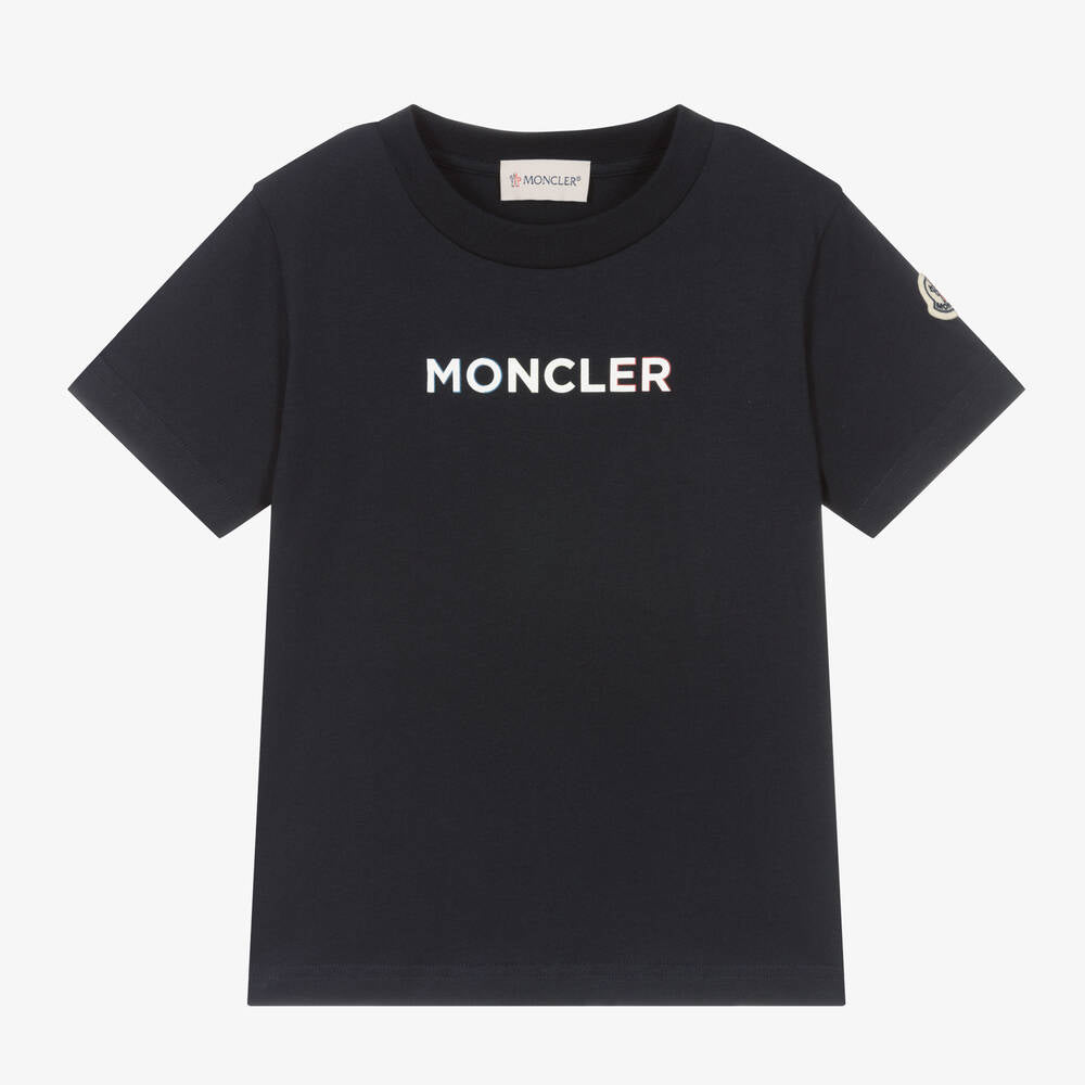 Boys & Girls Navy Logo Cotton T-Shirt