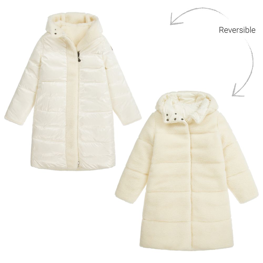 Girls White Bagaud Padded Down Long Coat