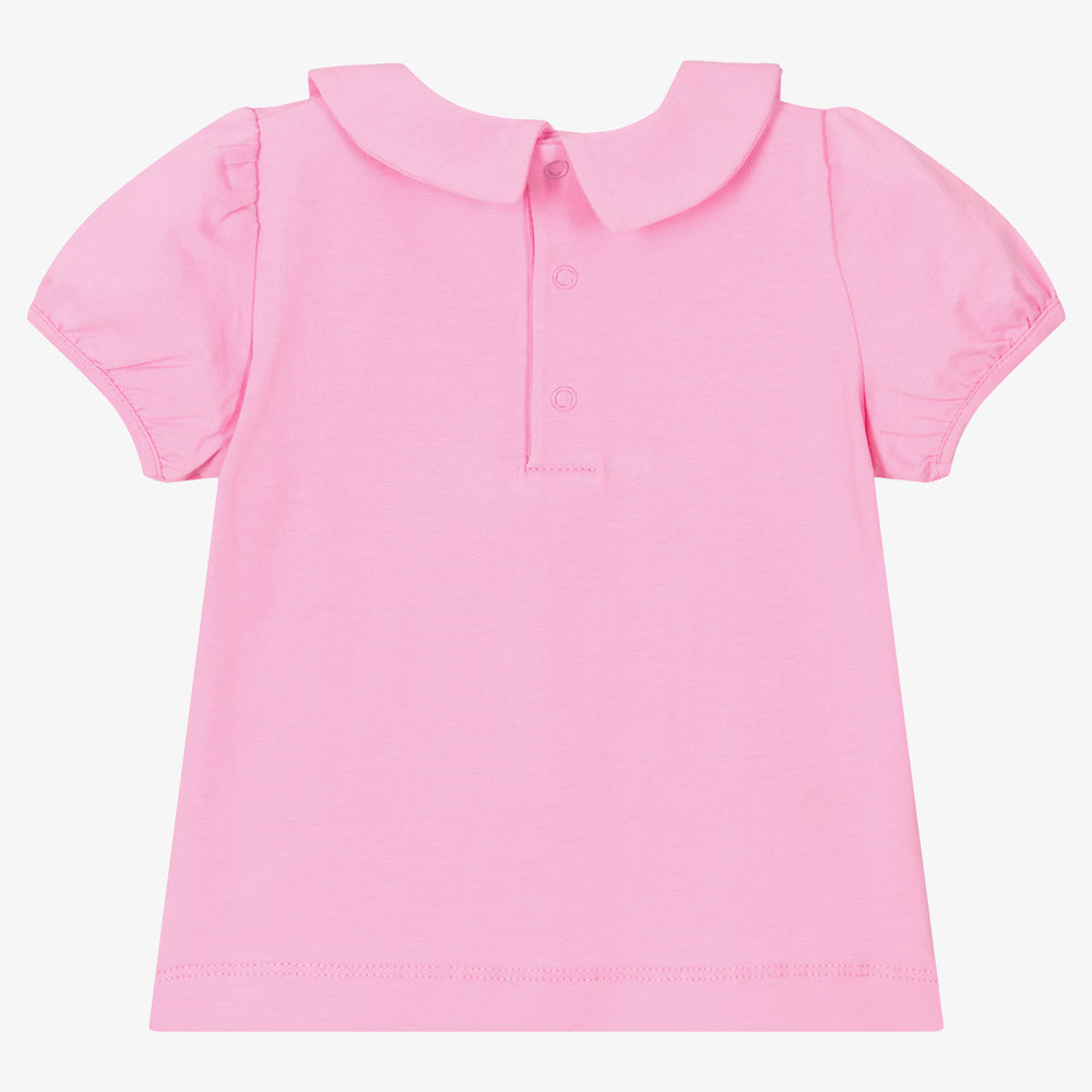 Baby Girls Pink Logo Cotton T-Shirt