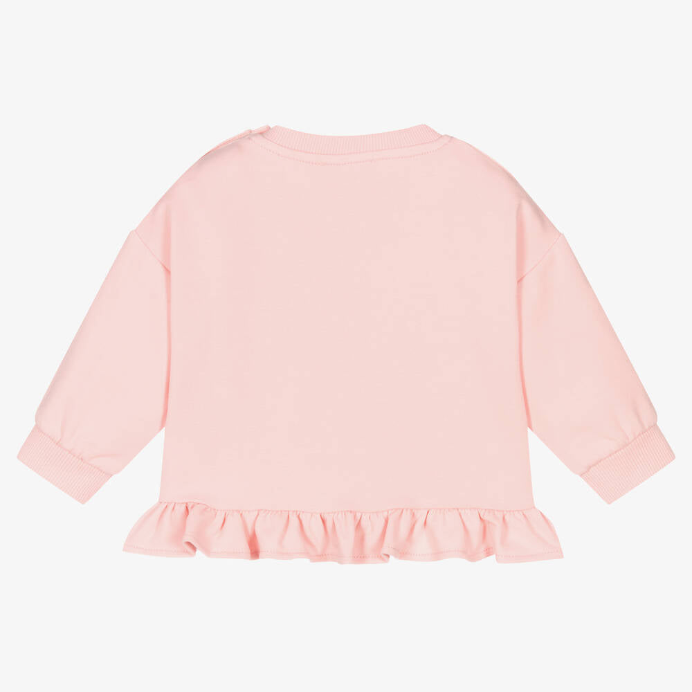Baby Girls Pink Printed Cotton Sweatshirt