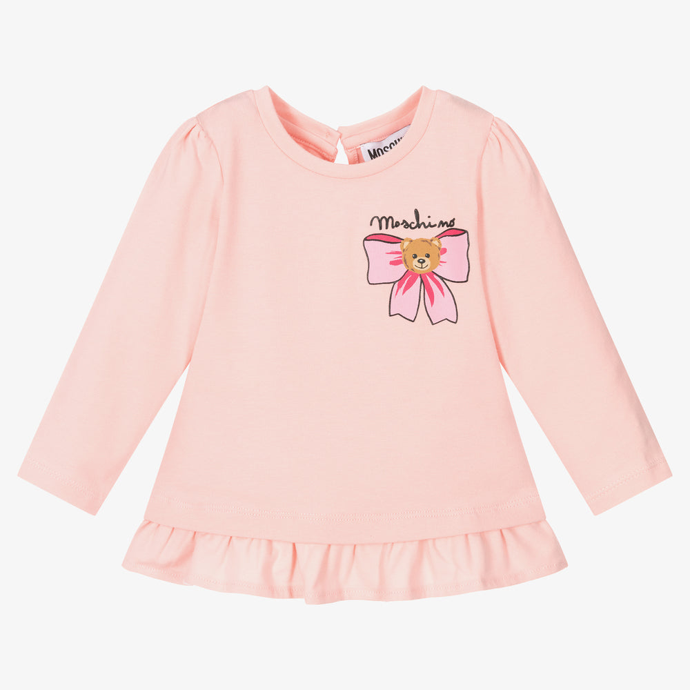 Baby Girls Pink Logo Cotton T-Shirt
