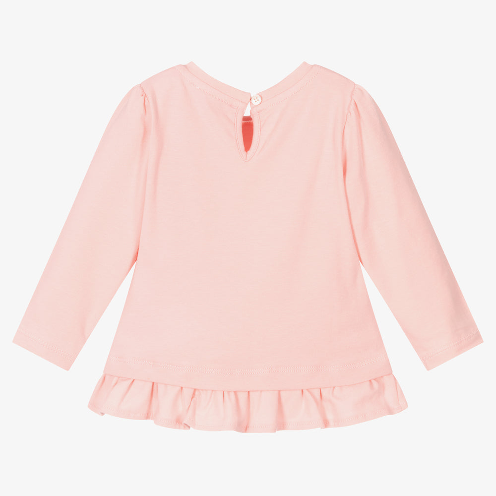 Baby Girls Pink Logo Cotton T-Shirt