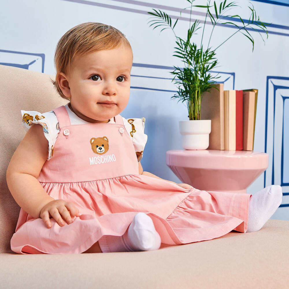 Baby Girls Pink Cotton Dress Set