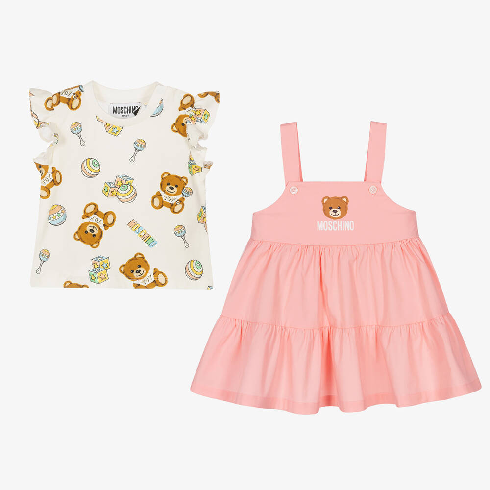 Baby Girls Pink Cotton Dress Set