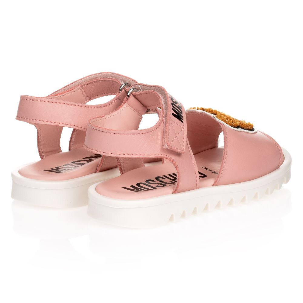 Girls Pink Patch Teddy Sandals