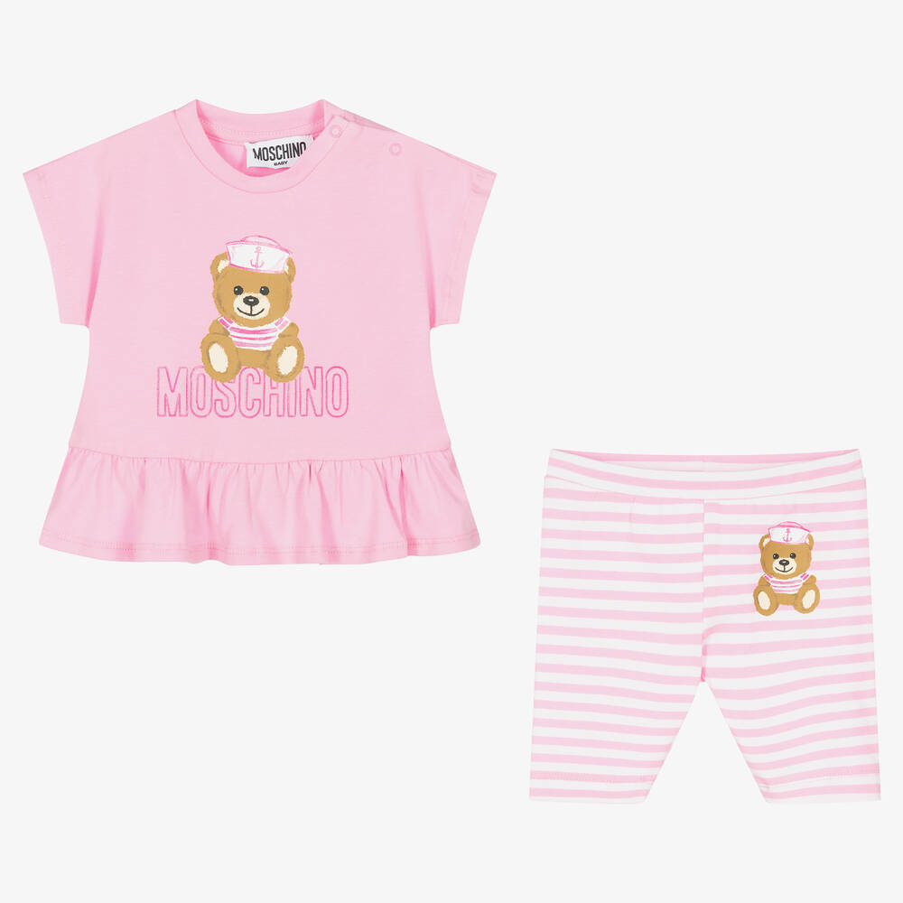 Baby Girls Pink Stripes Cotton Set