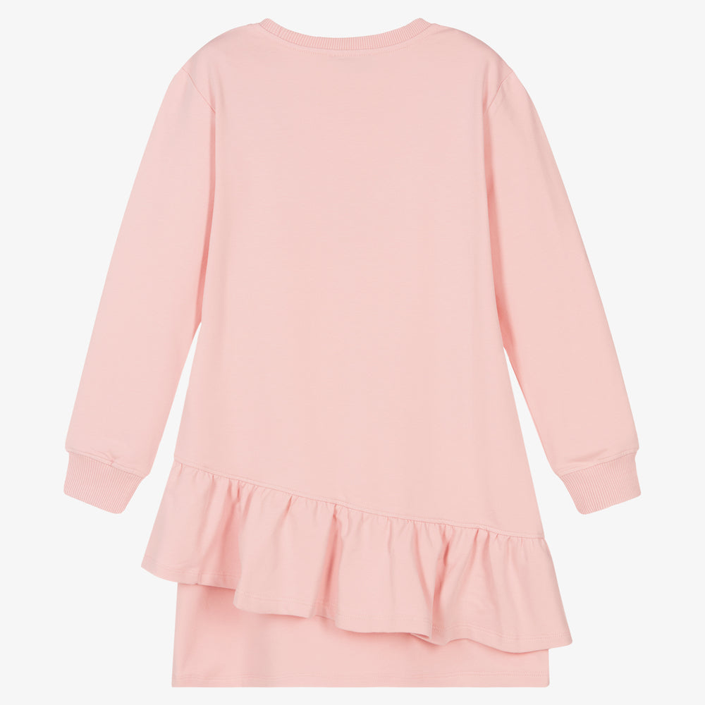 Girls Pink Printed Cotton Dress