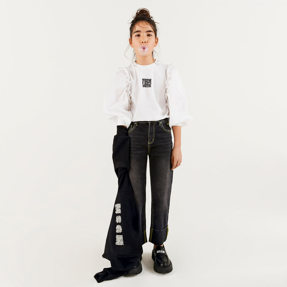 Girls White Logo Cotton T-Shirt