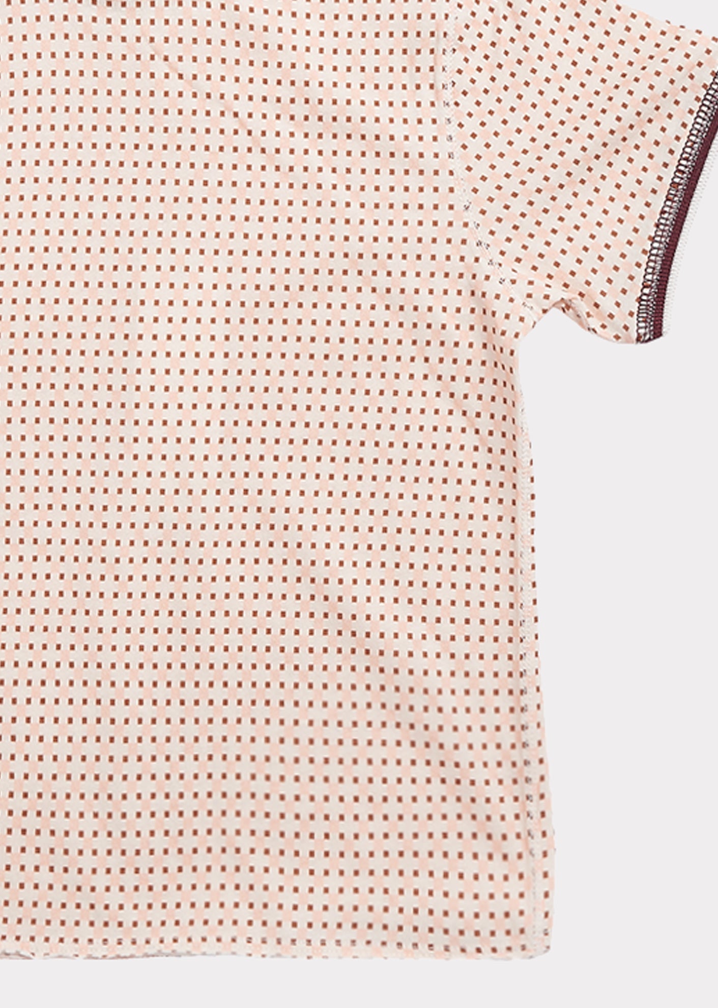 Girls Light Pink Check Cotton T-shirt