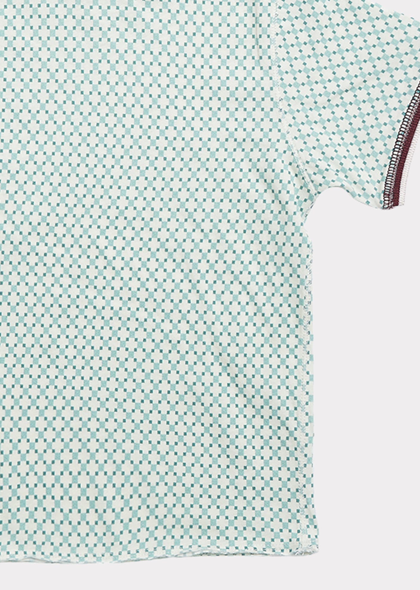 Girls Light Green Check Cotton T-shirt