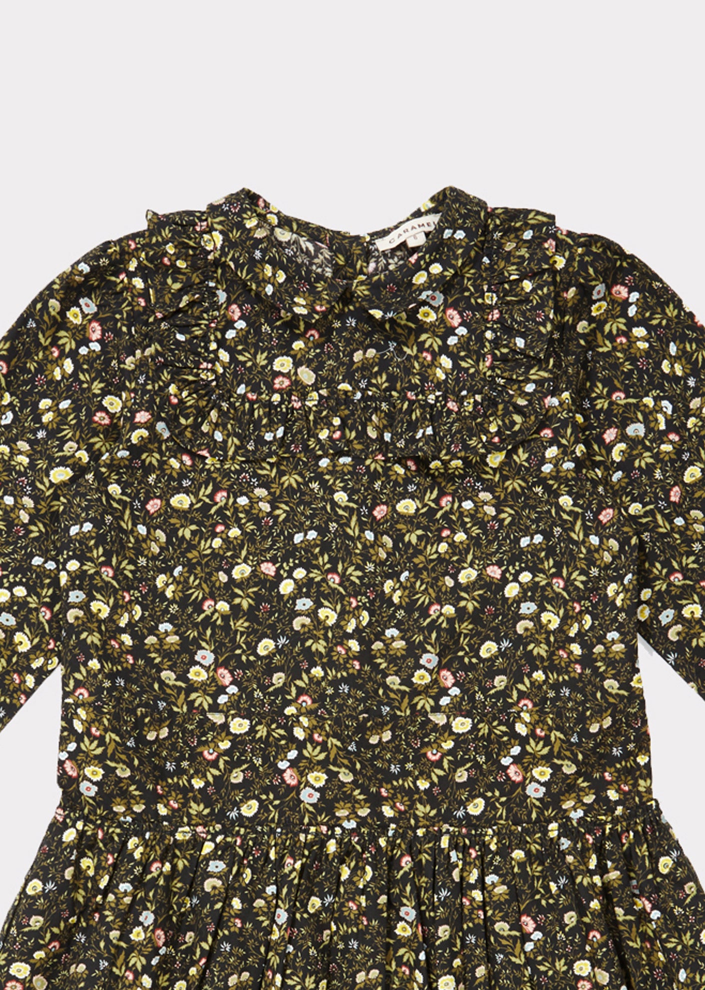 Girls Dark Green Floral Cotton Dress