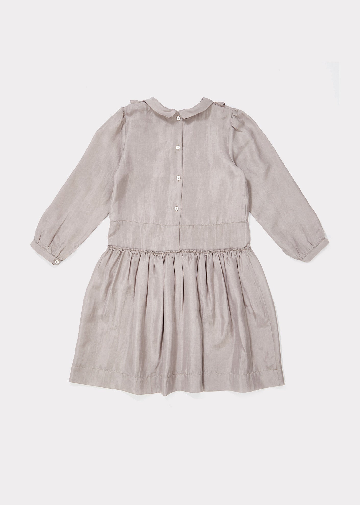 Girls Light Grey Waist Silk Dress
