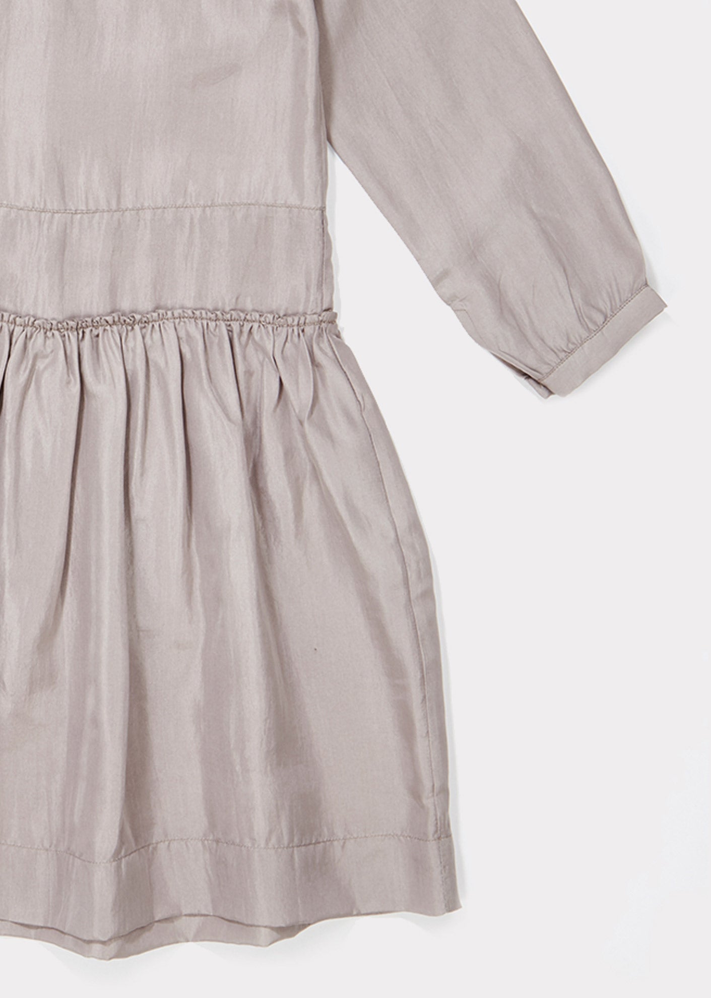 Girls Light Grey Waist Silk Dress