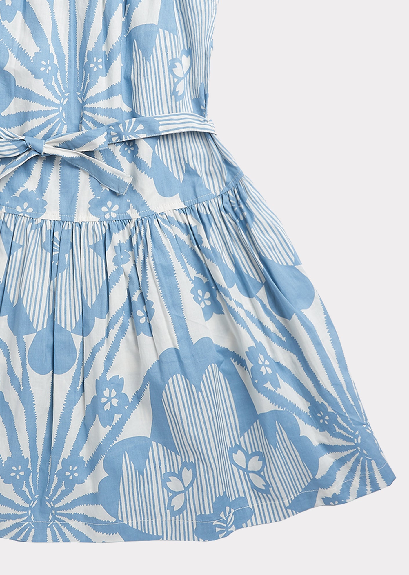 Girls Blue Flowers Print Cotton Dress