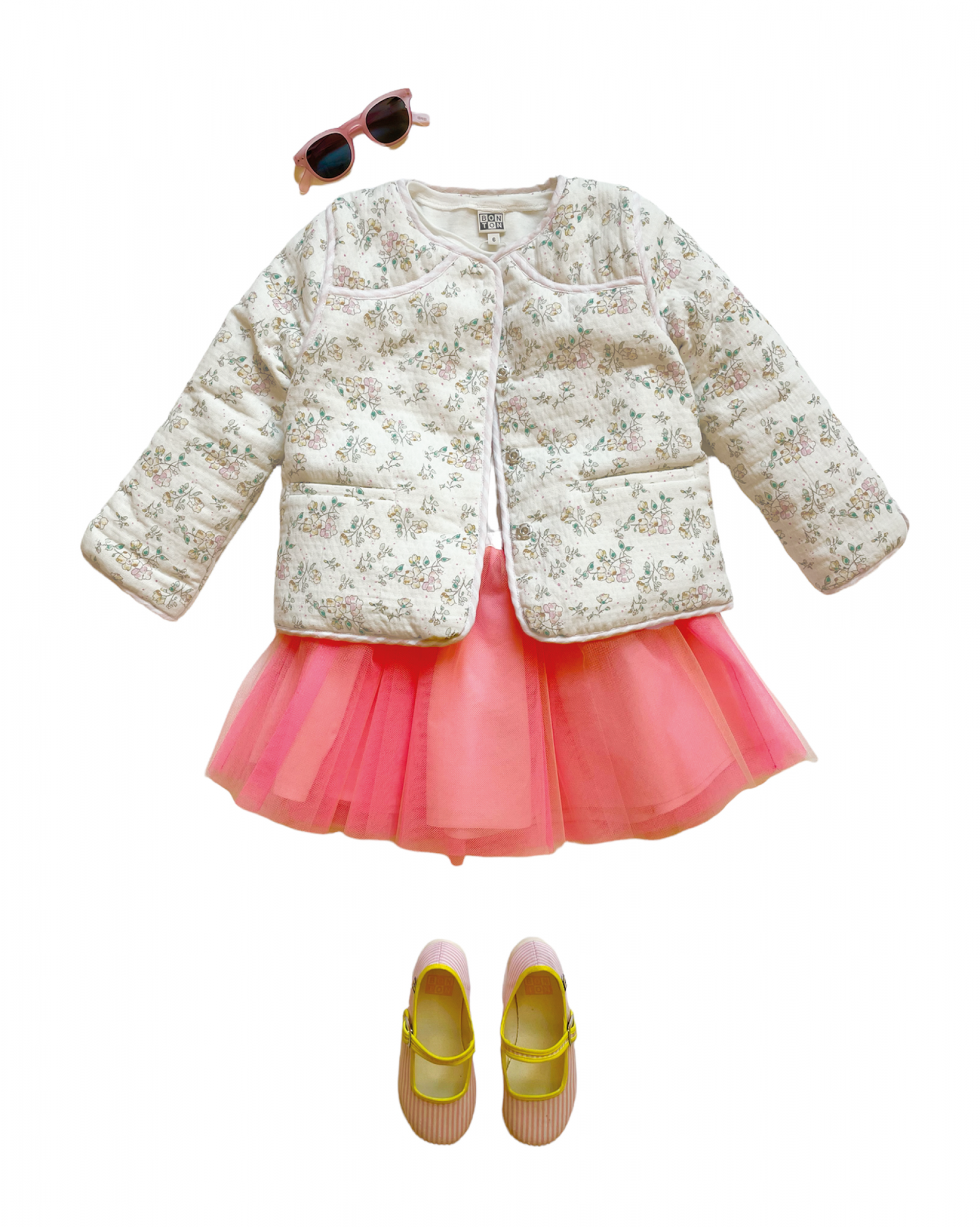 Girls White Print Jacket